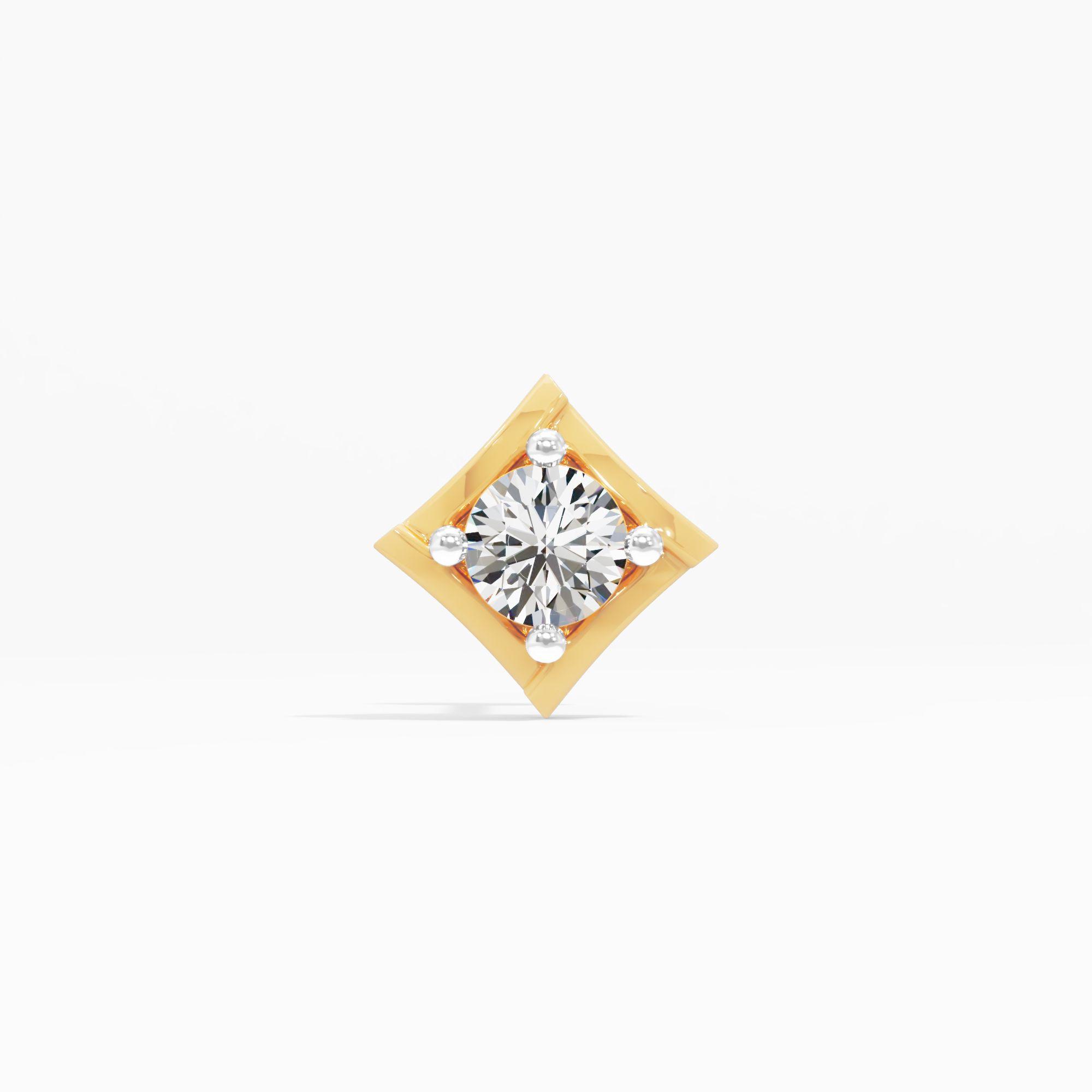 Natural Showcase Solitaire Nose Pin in 9KT Yellow Gold (Diamond Quality: FG-VVS VS)