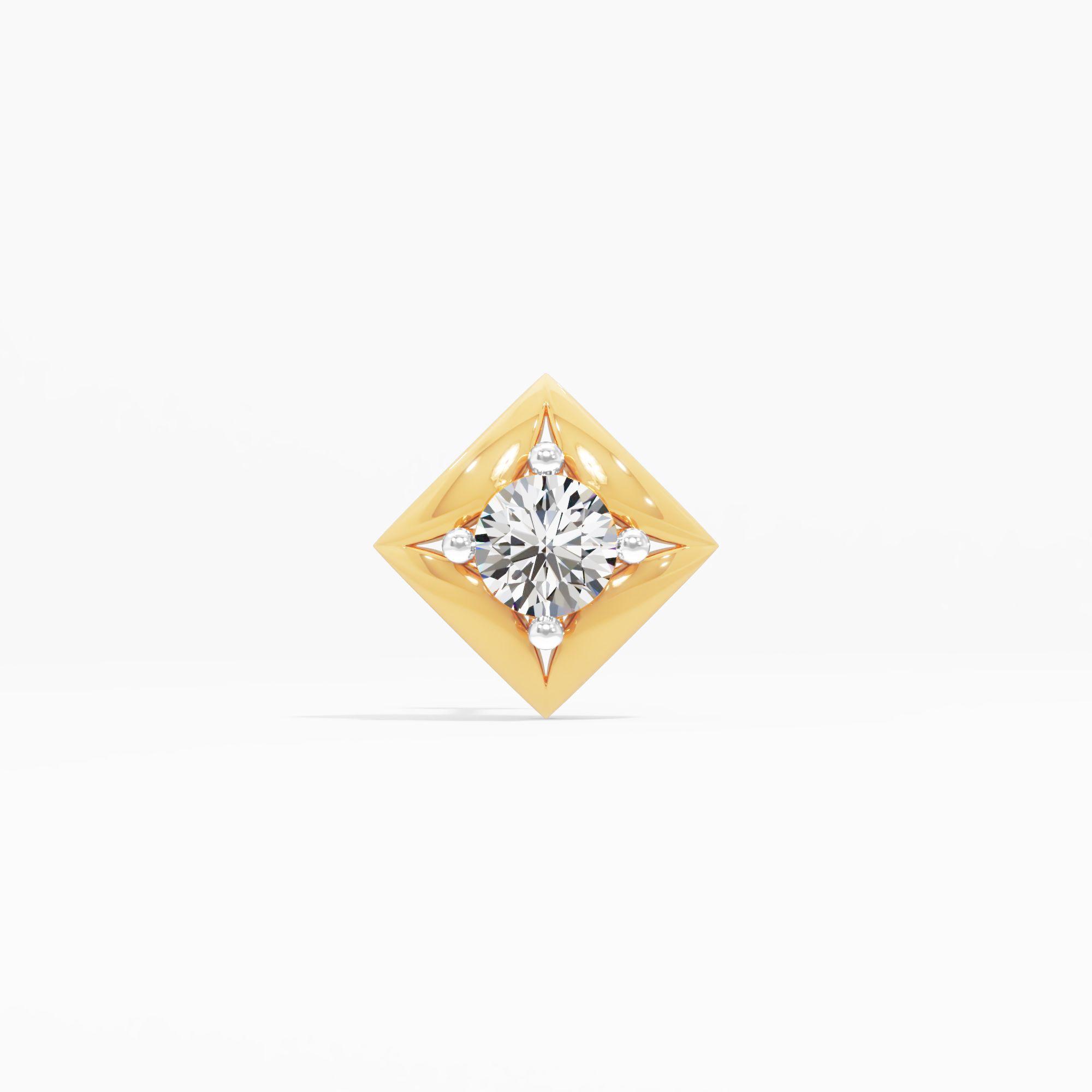 The Prism Point Solitaire Nosepin in 9KT Yellow Gold (Diamond Quality: FG-VVS VS)