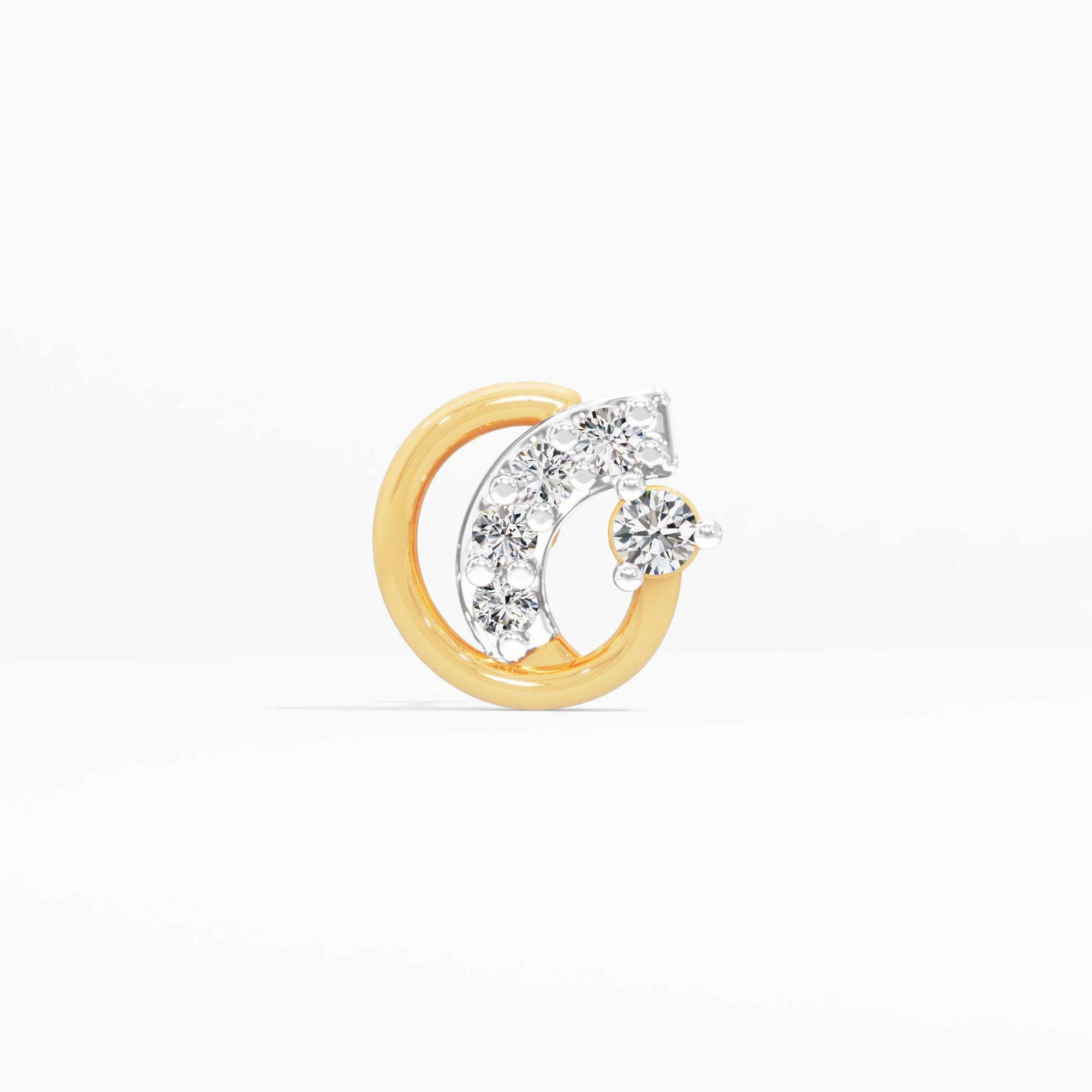 Crescent Arc Cluster Nosepin in 9KT Yellow Gold (Diamond Quality: FG-VVS VS)