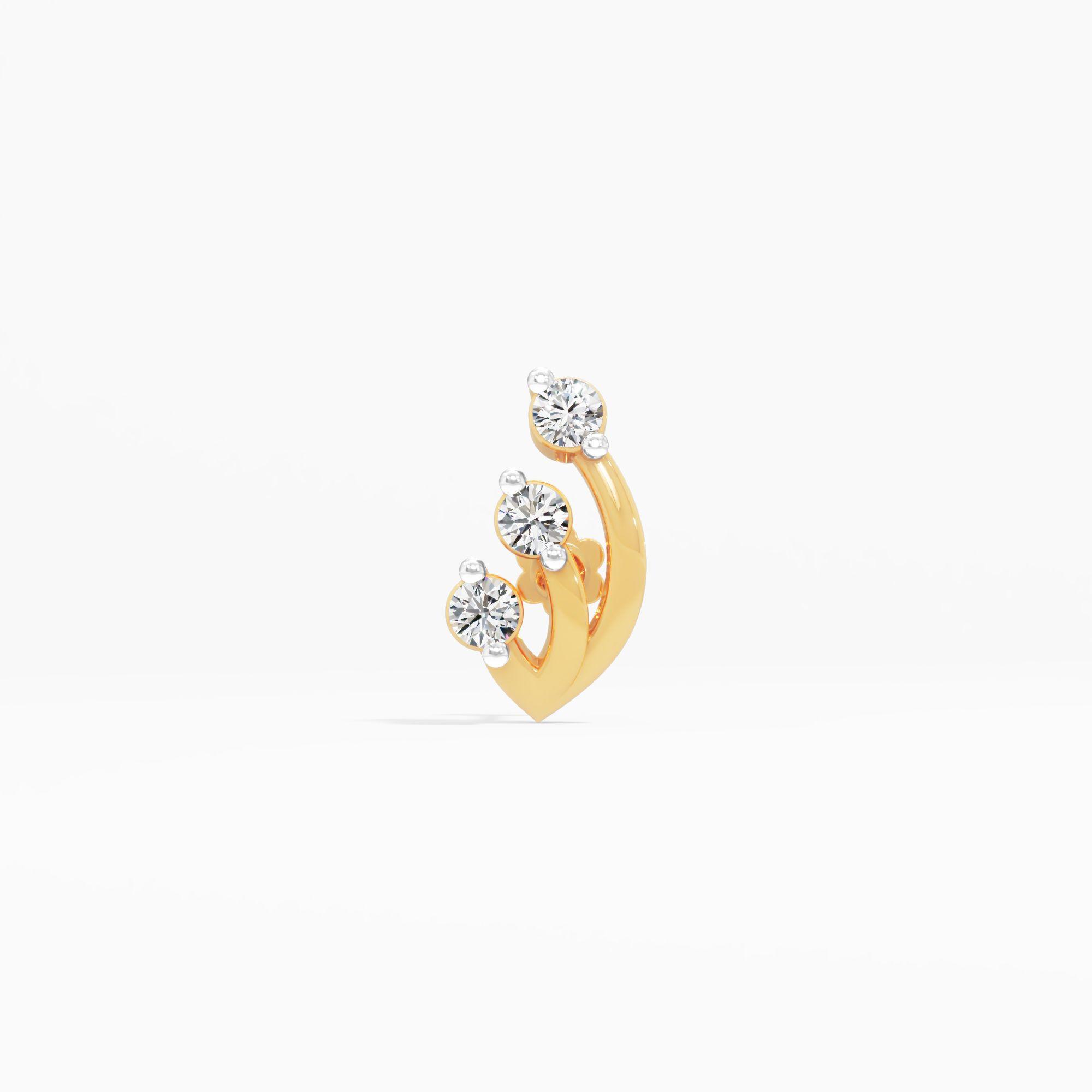 Ascending Trio Cluster Nosepin in 9KT Yellow Gold (Diamond Quality: FG-VVS VS)