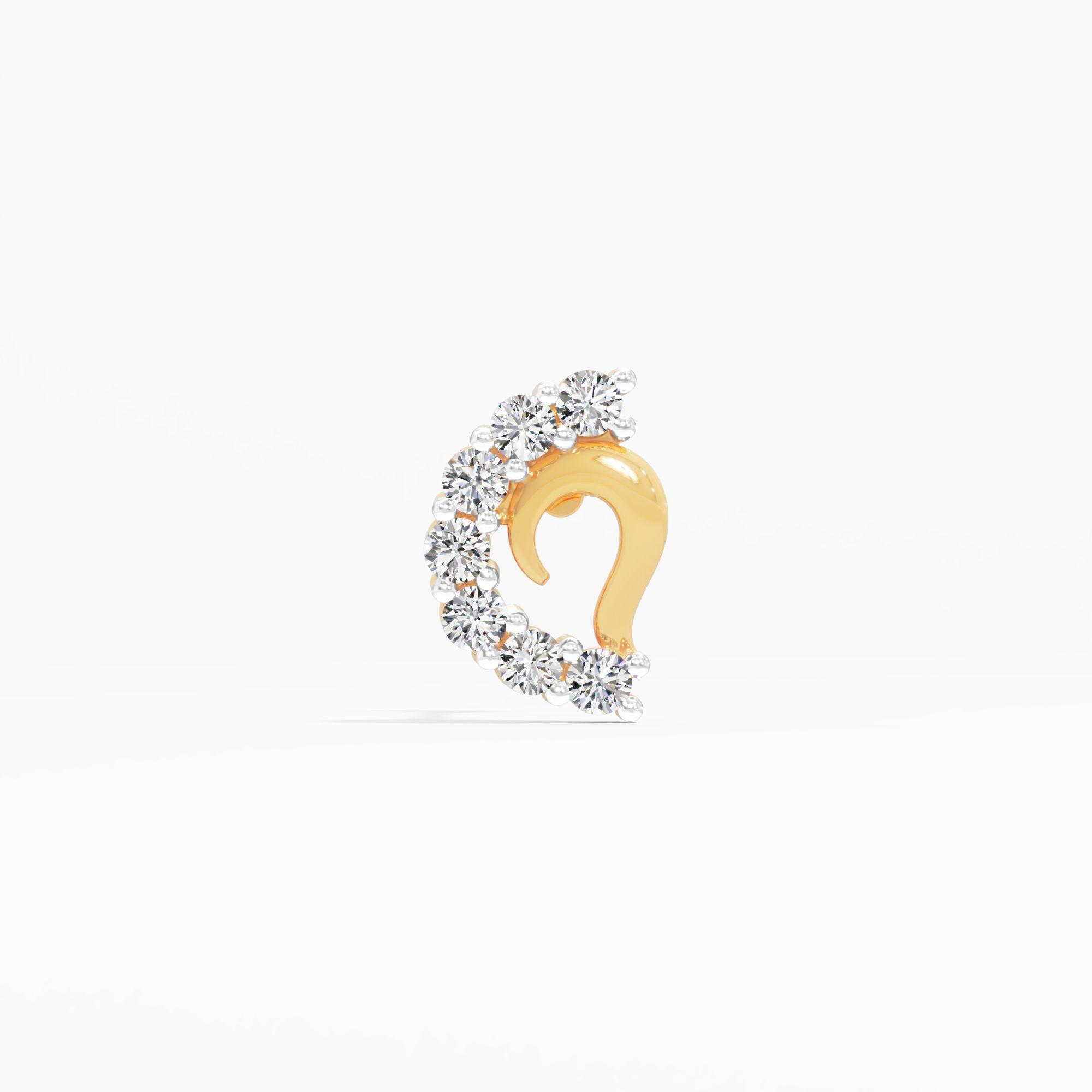 Antique Elixir Nose Pin in 9KT Yellow Gold (Diamond Quality: FG-VVS VS)