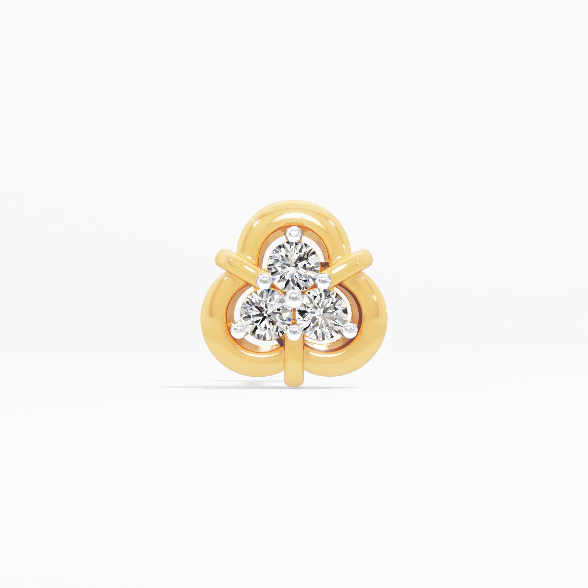 Heritage Galore 3 Stone Cluster Nose Pin in 9KT Yellow Gold (Diamond Quality: FG-VVS VS)