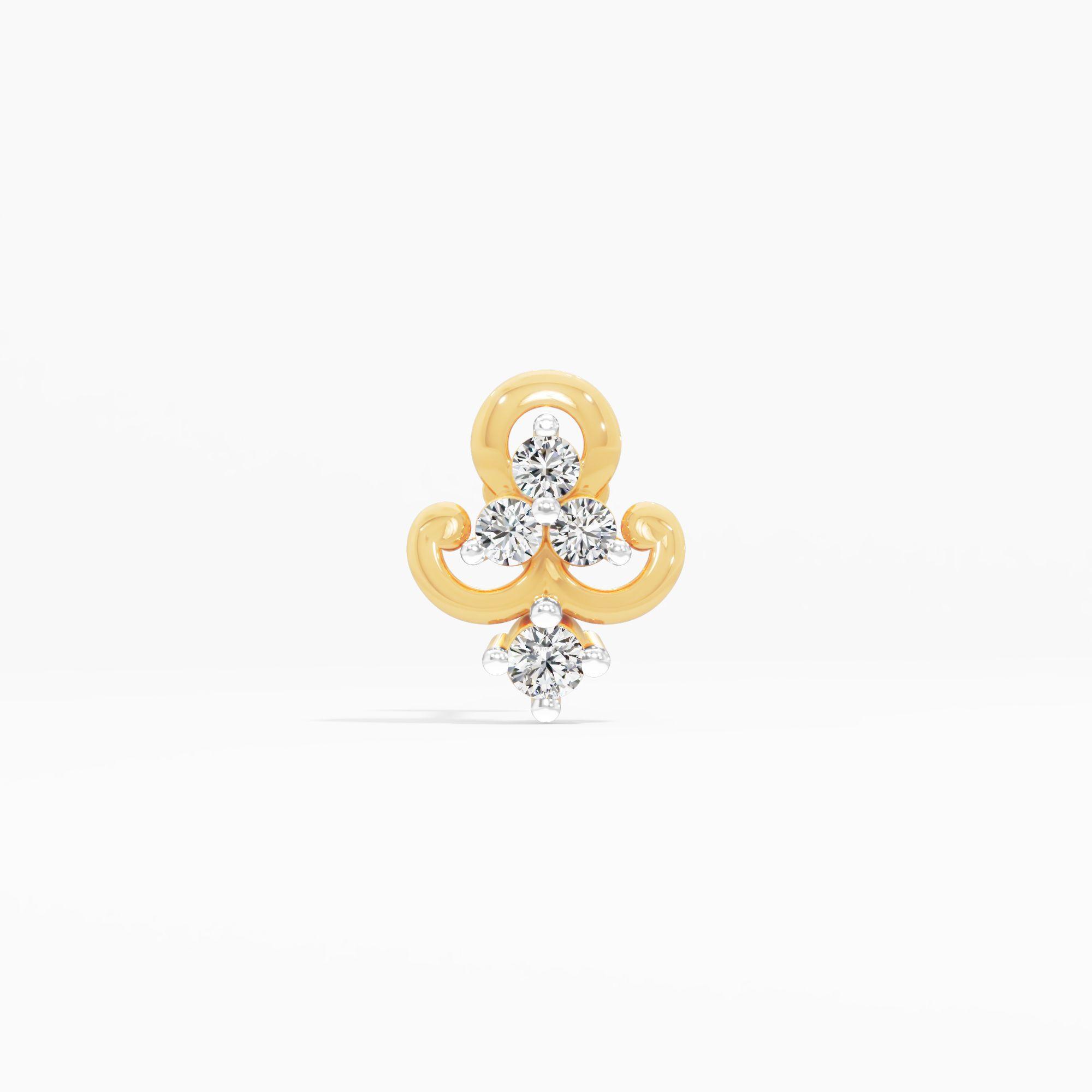 Charming Nature Cluster Nose Pin in 9KT Yellow Gold (Diamond Quality: FG-VVS VS)