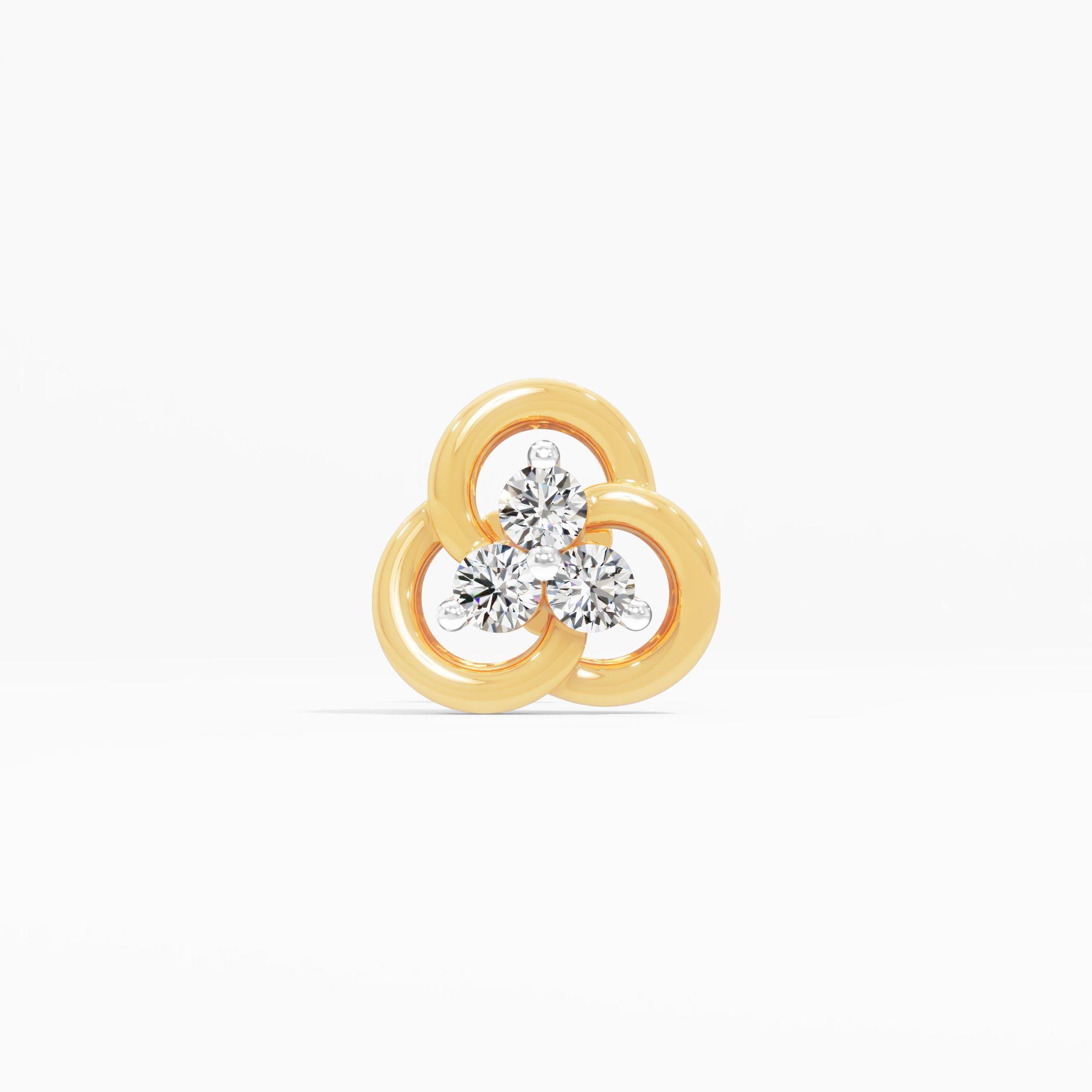 Vintage Essence 3 Stone Cluster Nose Pin in 9KT Yellow Gold (Diamond Quality: FG-VVS VS)