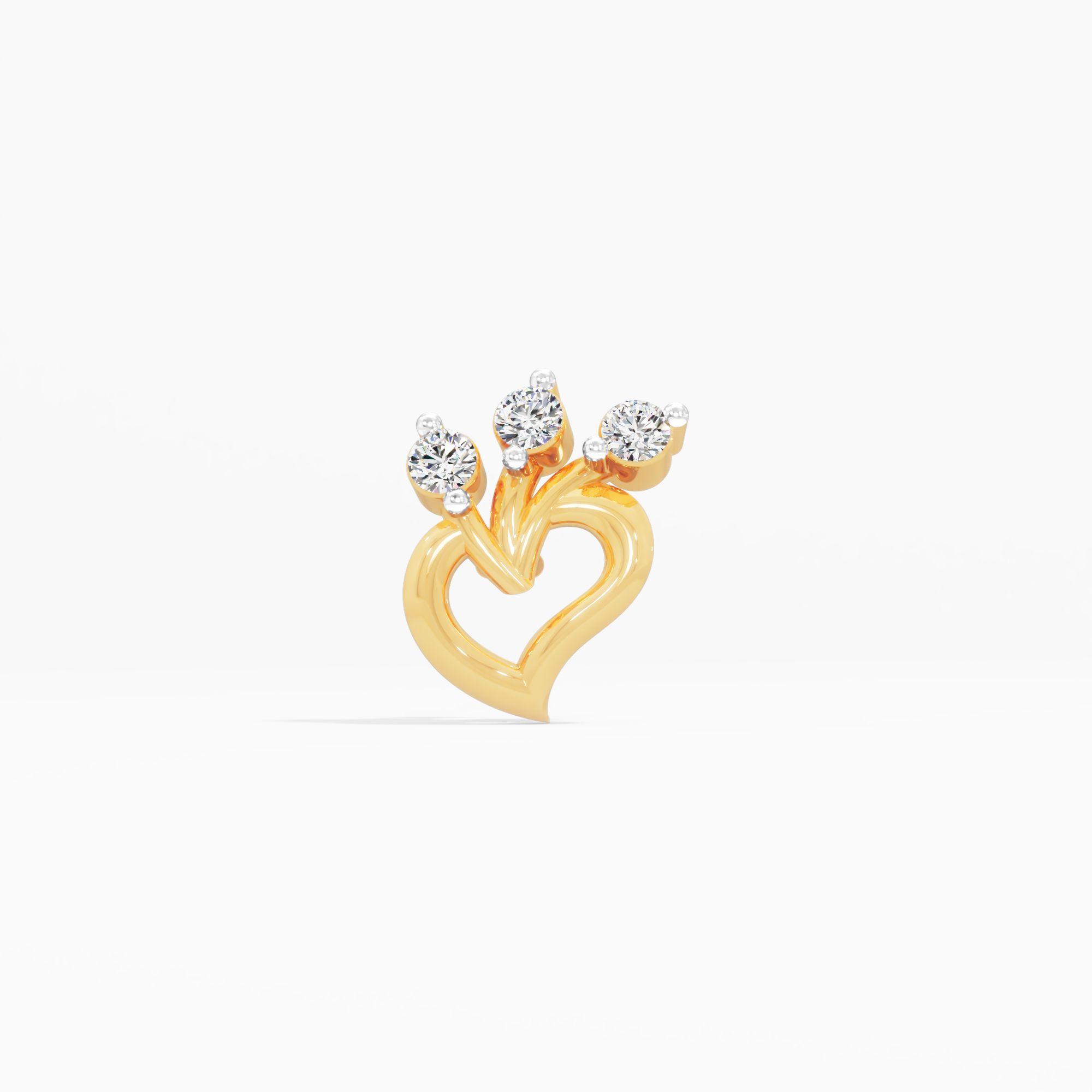 The Love Sprout 3 Stone Nosepin in 9KT Yellow Gold (Diamond Quality: FG-VVS VS)