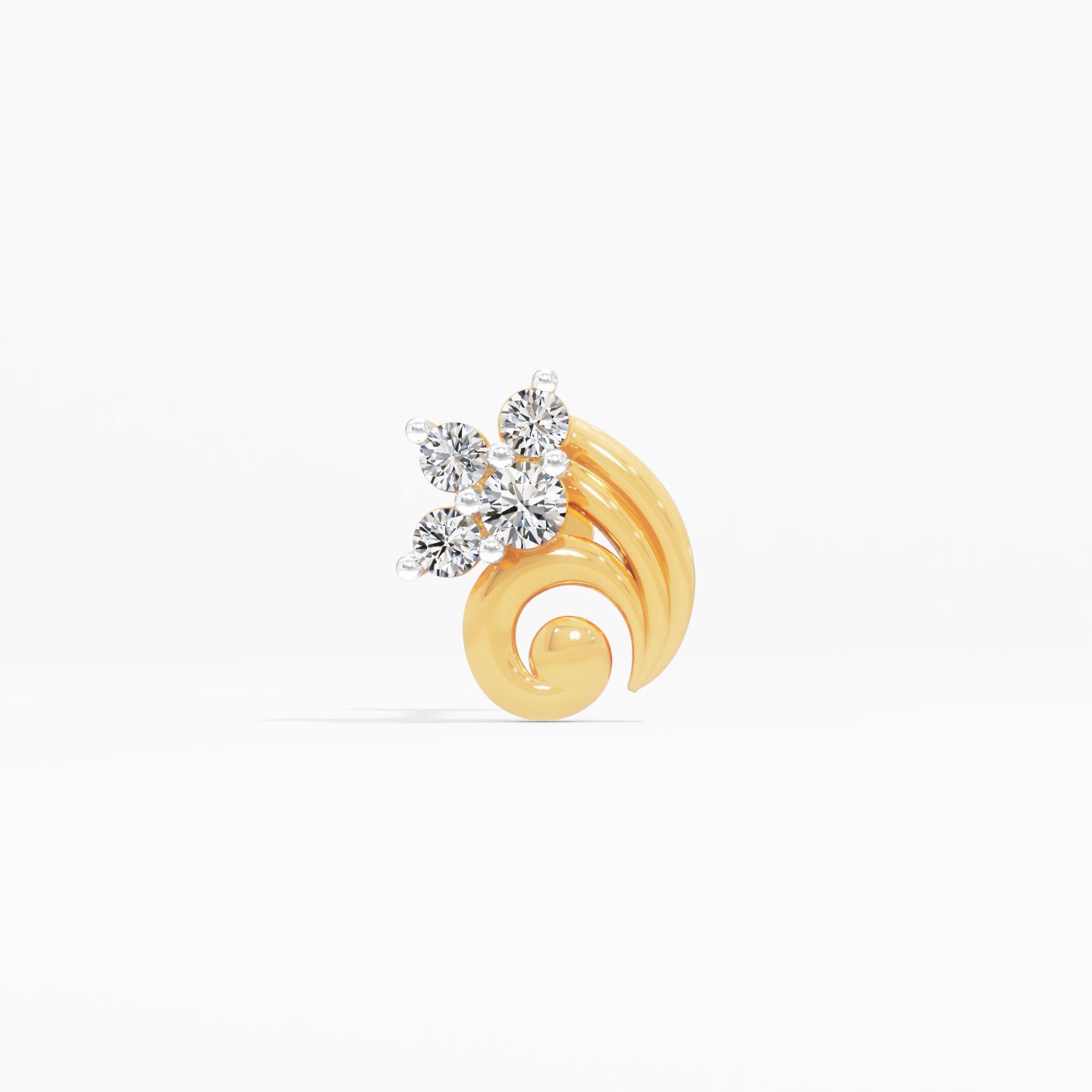 Classical Gleam Cluster Nose Pin in 9KT Yellow Gold (Diamond Quality: FG-VVS VS)