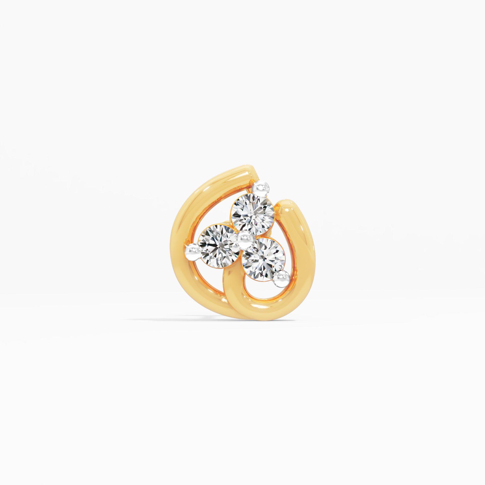Trefoil Cluster Diamond Nosepin in 9KT Yellow Gold (Diamond Quality: FG-VVS VS)
