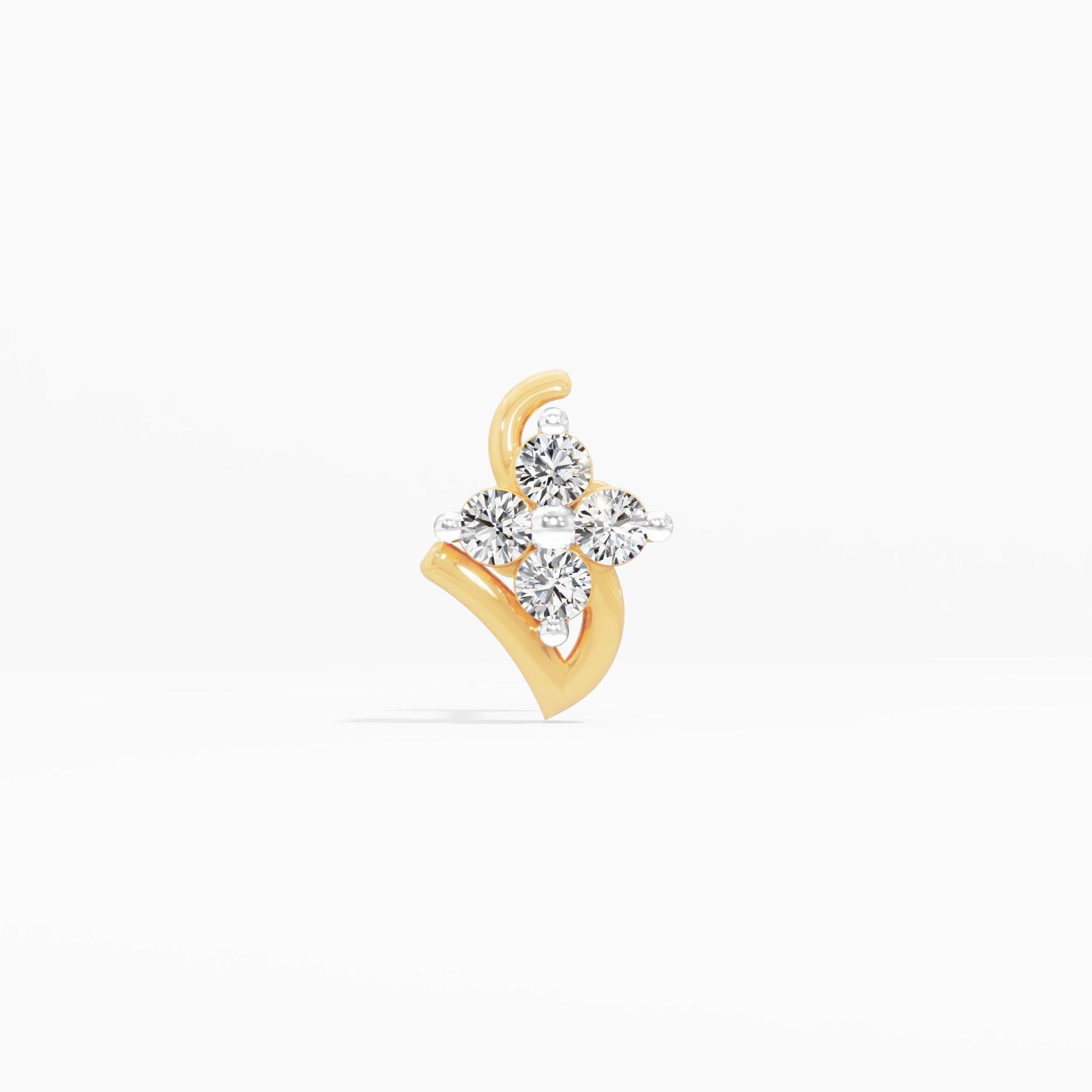 Promise Fullfiled Cluster Nose Pin in 9KT Yellow Gold (Diamond Quality: FG-VVS VS)