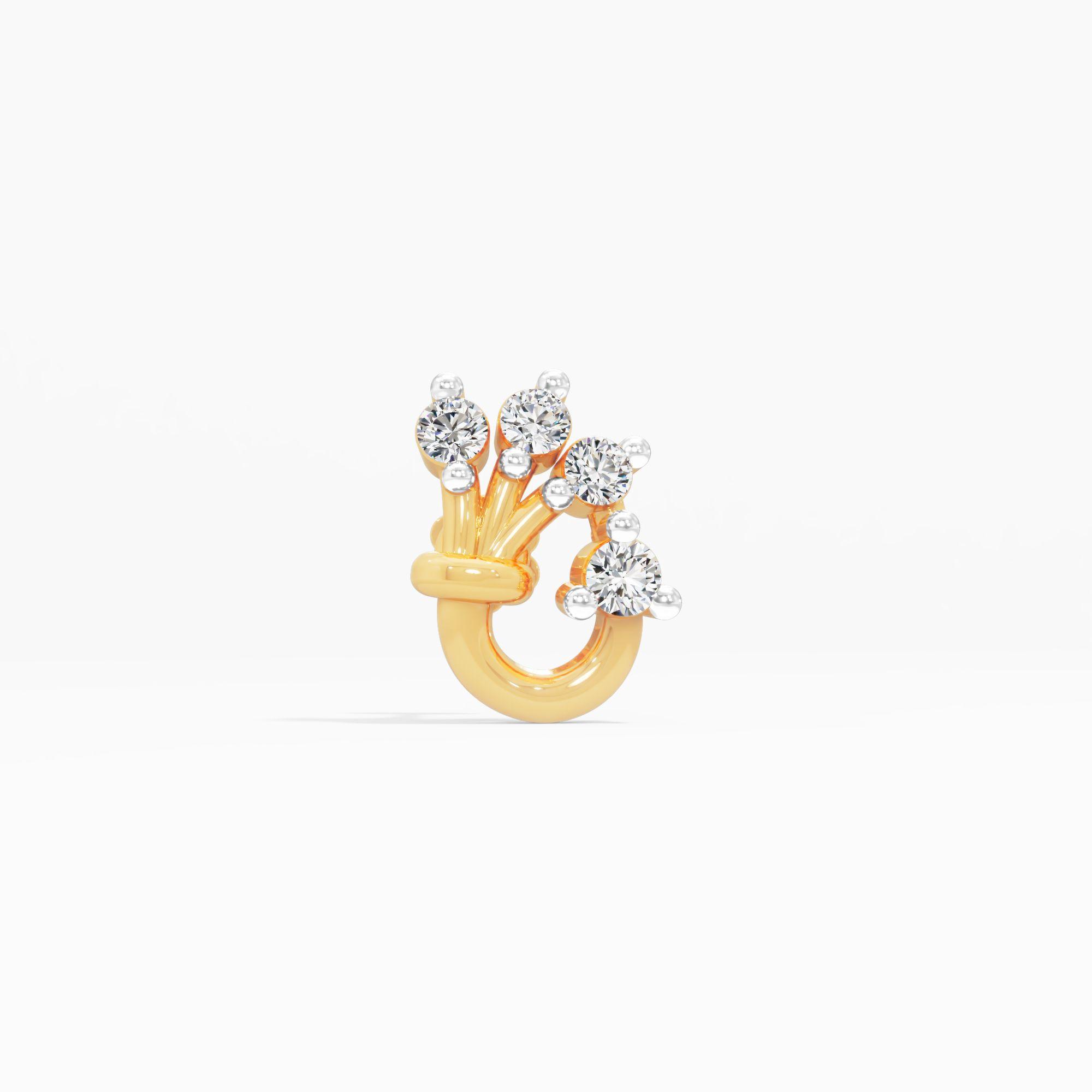 The Brilliance Sheaf Nosepin in 9KT Yellow Gold (Diamond Quality: FG-VVS VS)