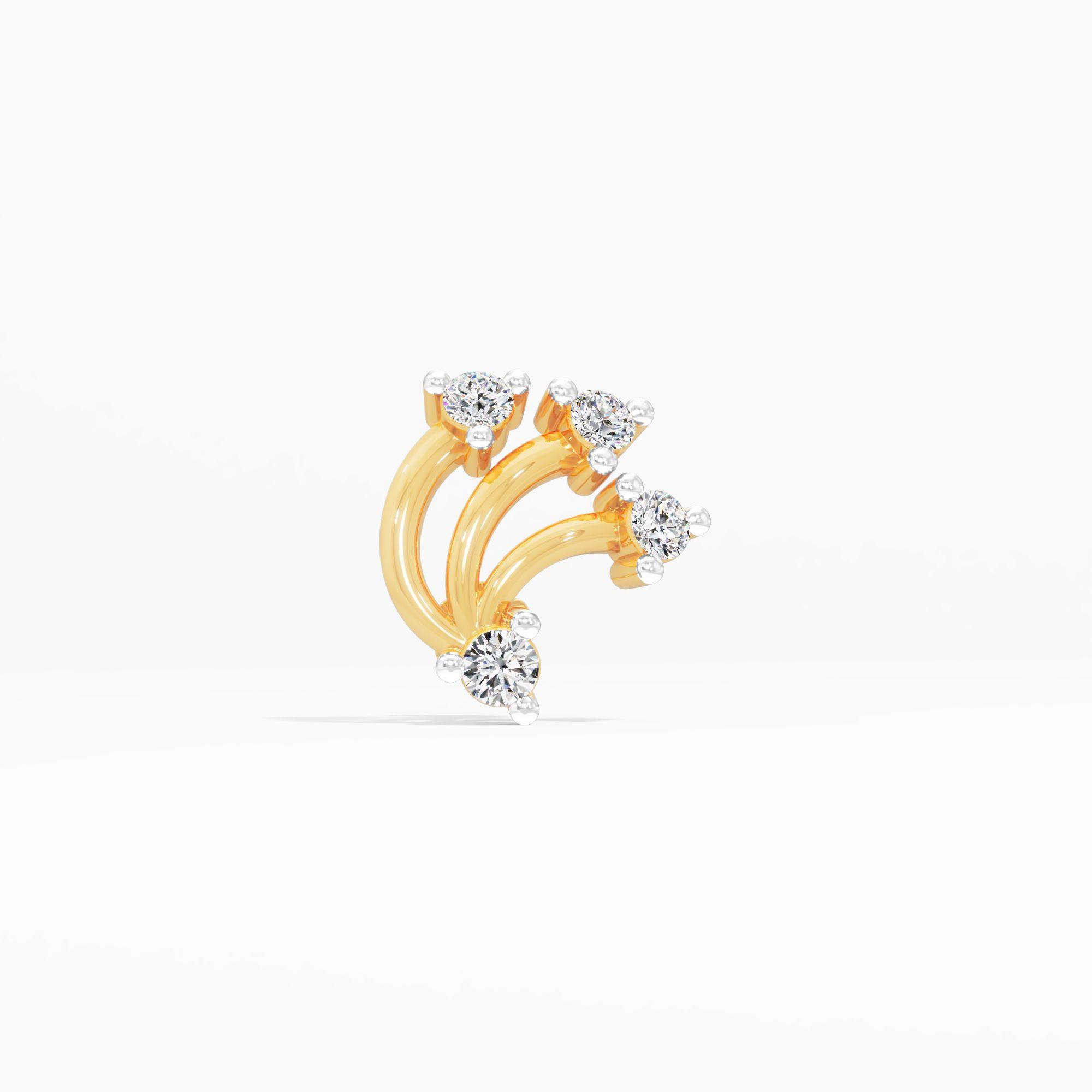 The Quartet Diamond Nosepin in 9KT Yellow Gold (Diamond Quality: FG-VVS VS)