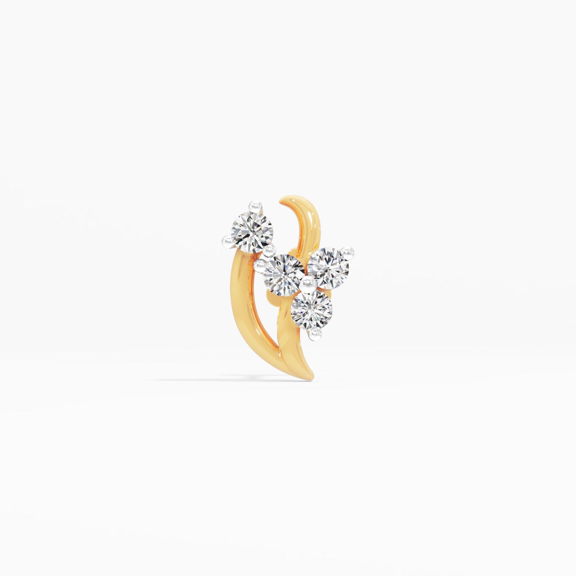 Charismatic Magnet Cluster Nose Pin in 9KT Yellow Gold (Diamond Quality: FG-VVS VS)