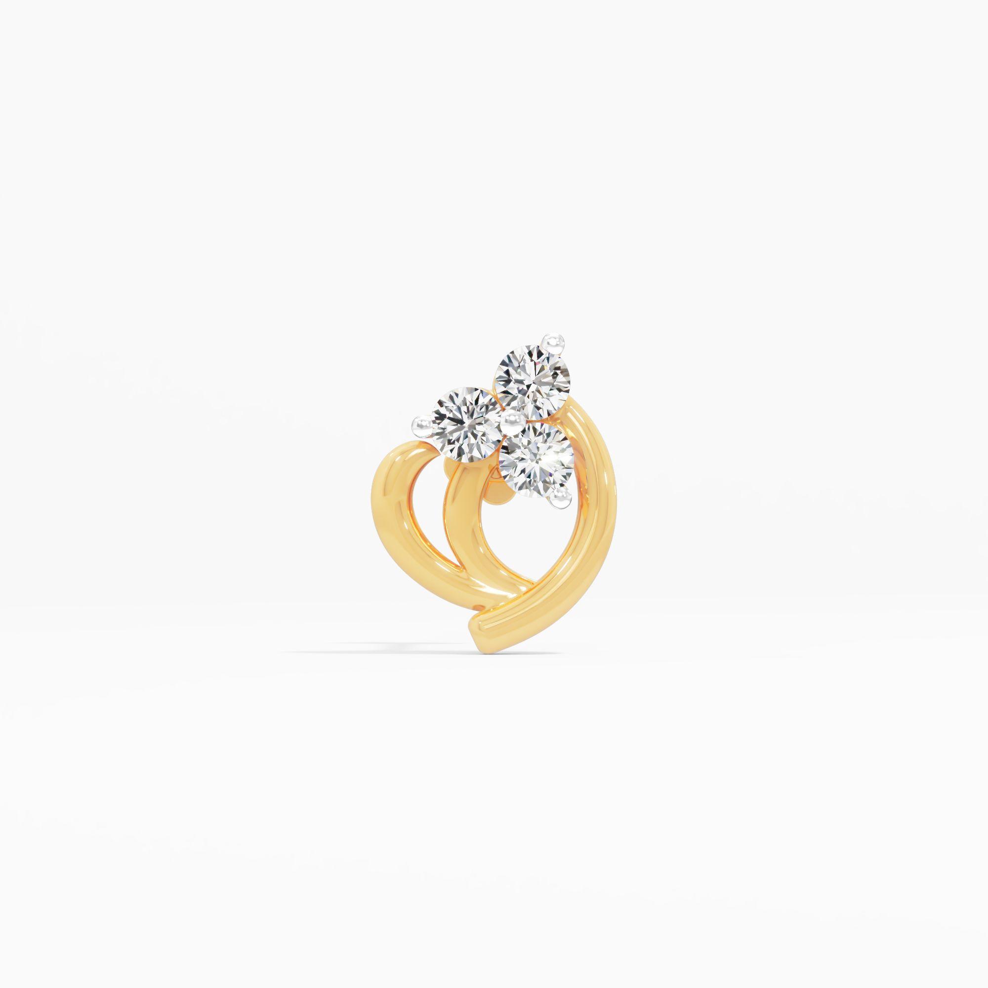 Wonderous Captivation 3 Stone Cluster Nose Pin in 9KT Yellow Gold (Diamond Quality: FG-VVS VS)