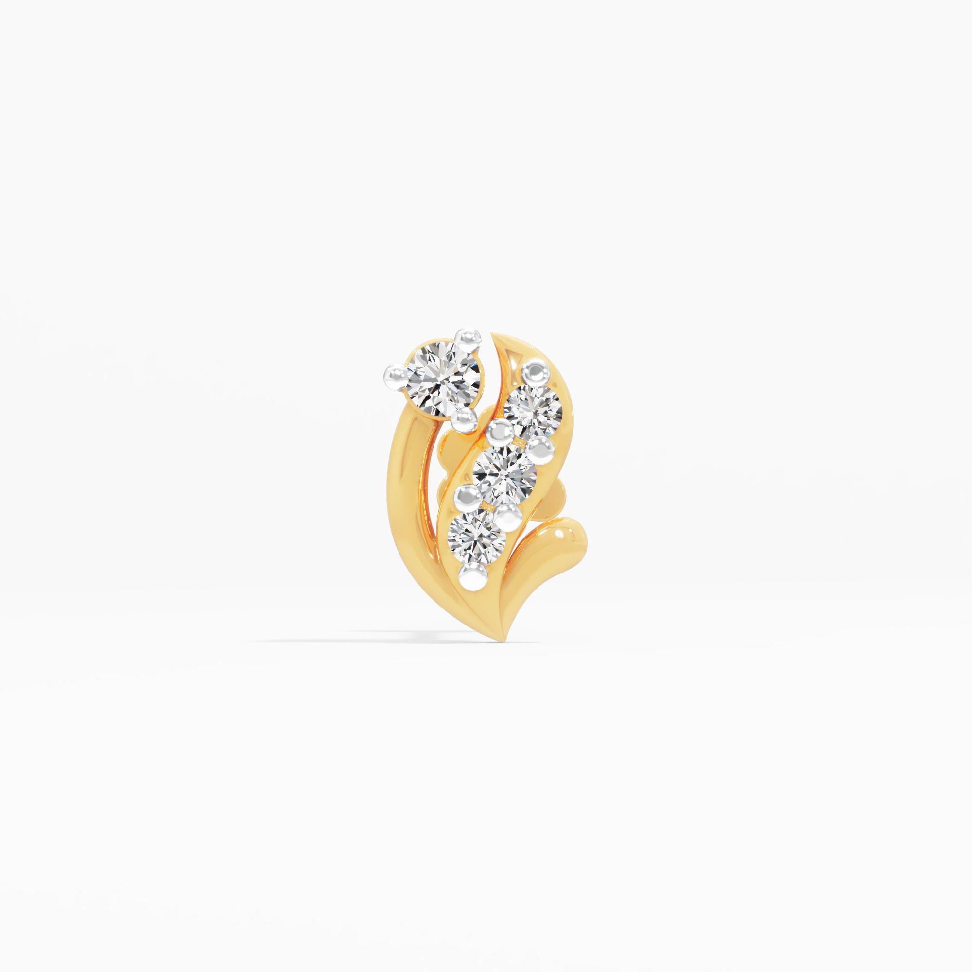 Evermore Glimmer Solitaire Nose Pin in 9KT Yellow Gold (Diamond Quality: FG-VVS VS)