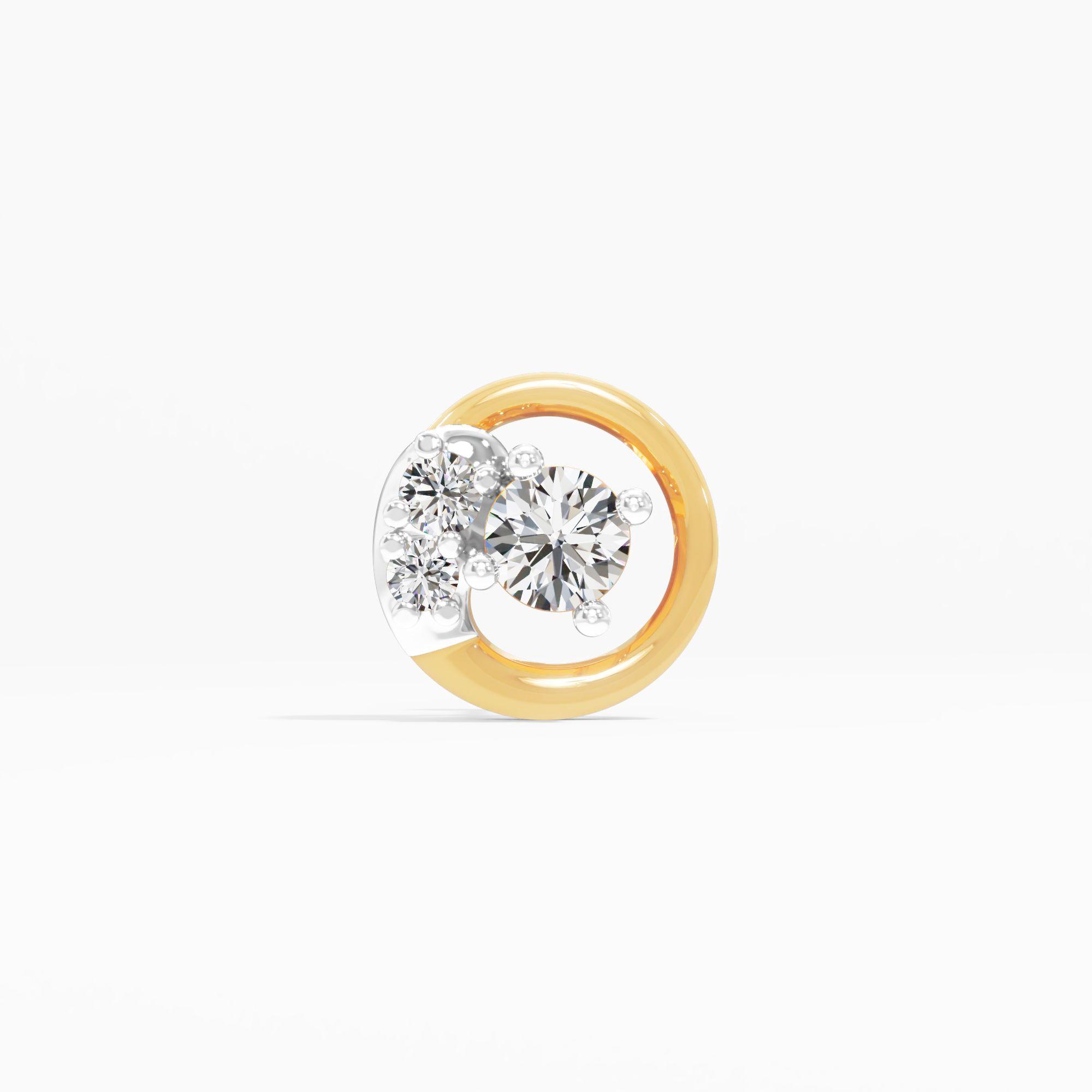 Orbiting 3 Stone Cluster Nosepin in 9KT Yellow Gold (Diamond Quality: FG-VVS VS)