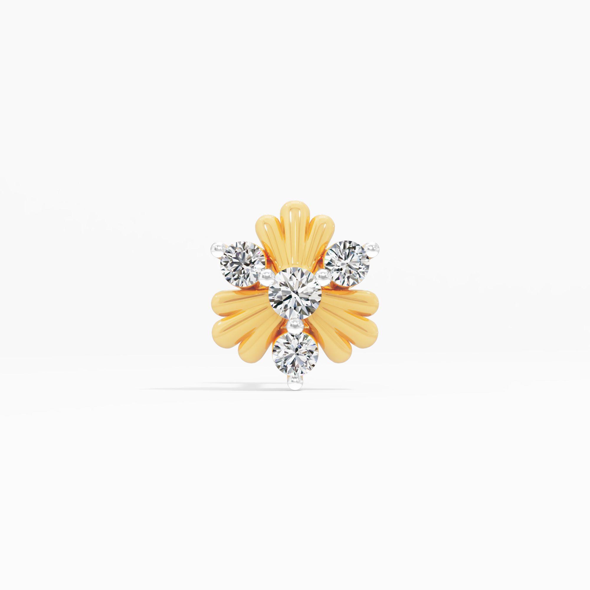 Striking Harmony Solitaire Nose Pin in 9KT Yellow Gold (Diamond Quality: FG-VVS VS)