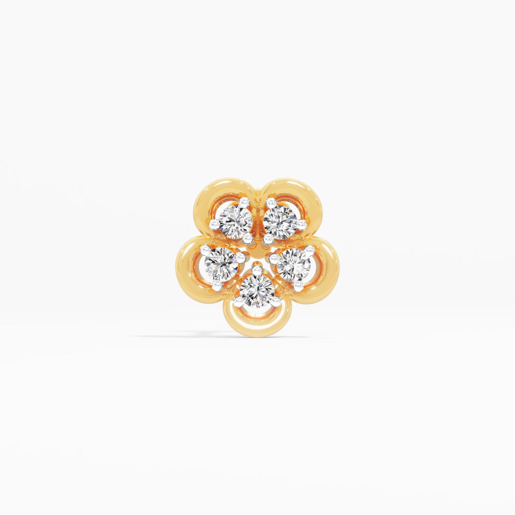 Immemorial Luminosity Cluster Nose Pin in 9KT Yellow Gold (Diamond Quality: FG-VVS VS)