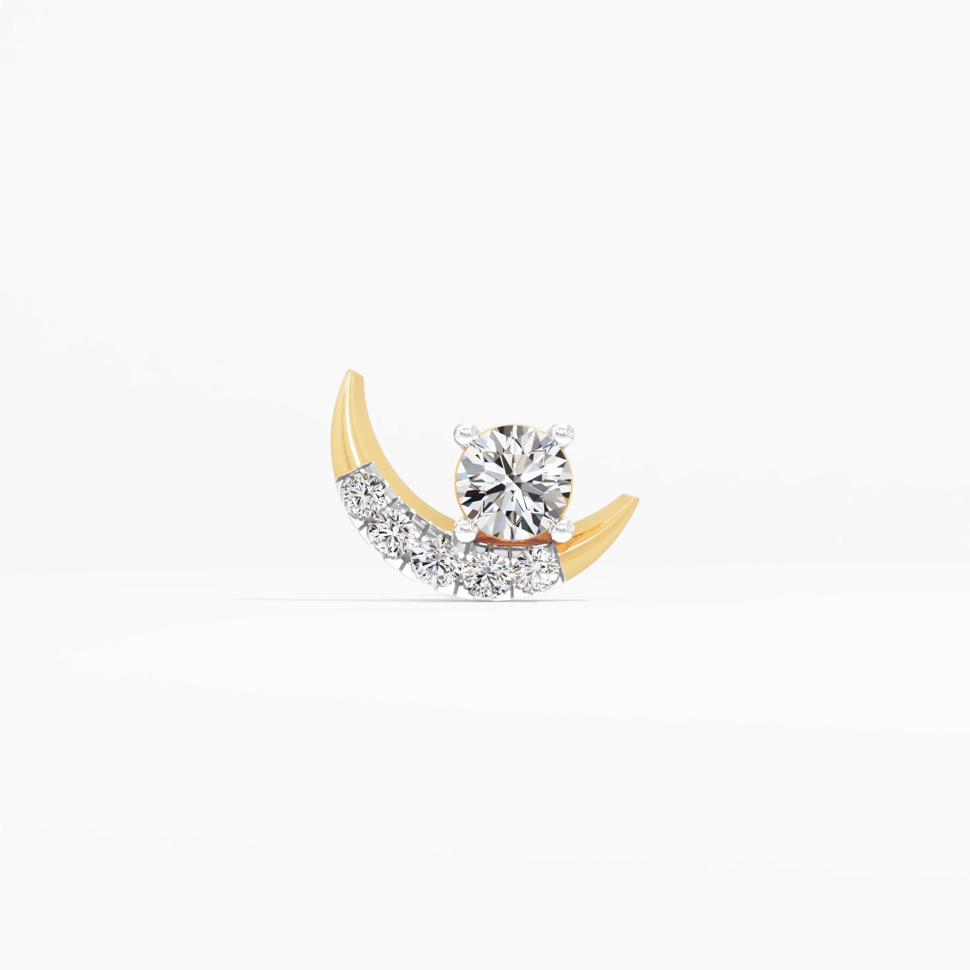 Wishing Moon Diamond Nosepin in 9KT Yellow Gold (Diamond Quality: FG-VVS VS)