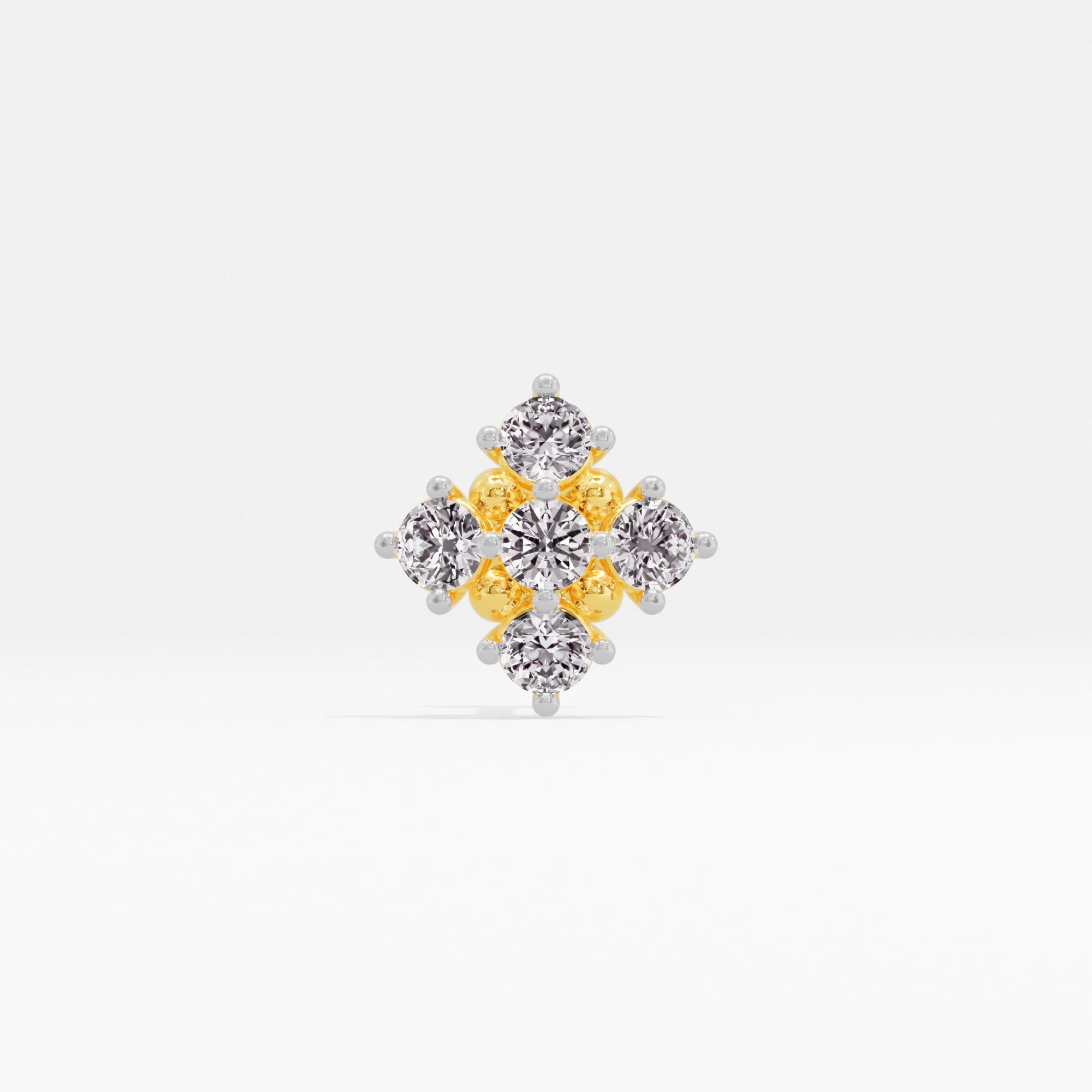 Festive Rule Cluster Nose Pin in 9KT Yellow Gold (Diamond Quality: FG-VVS VS)