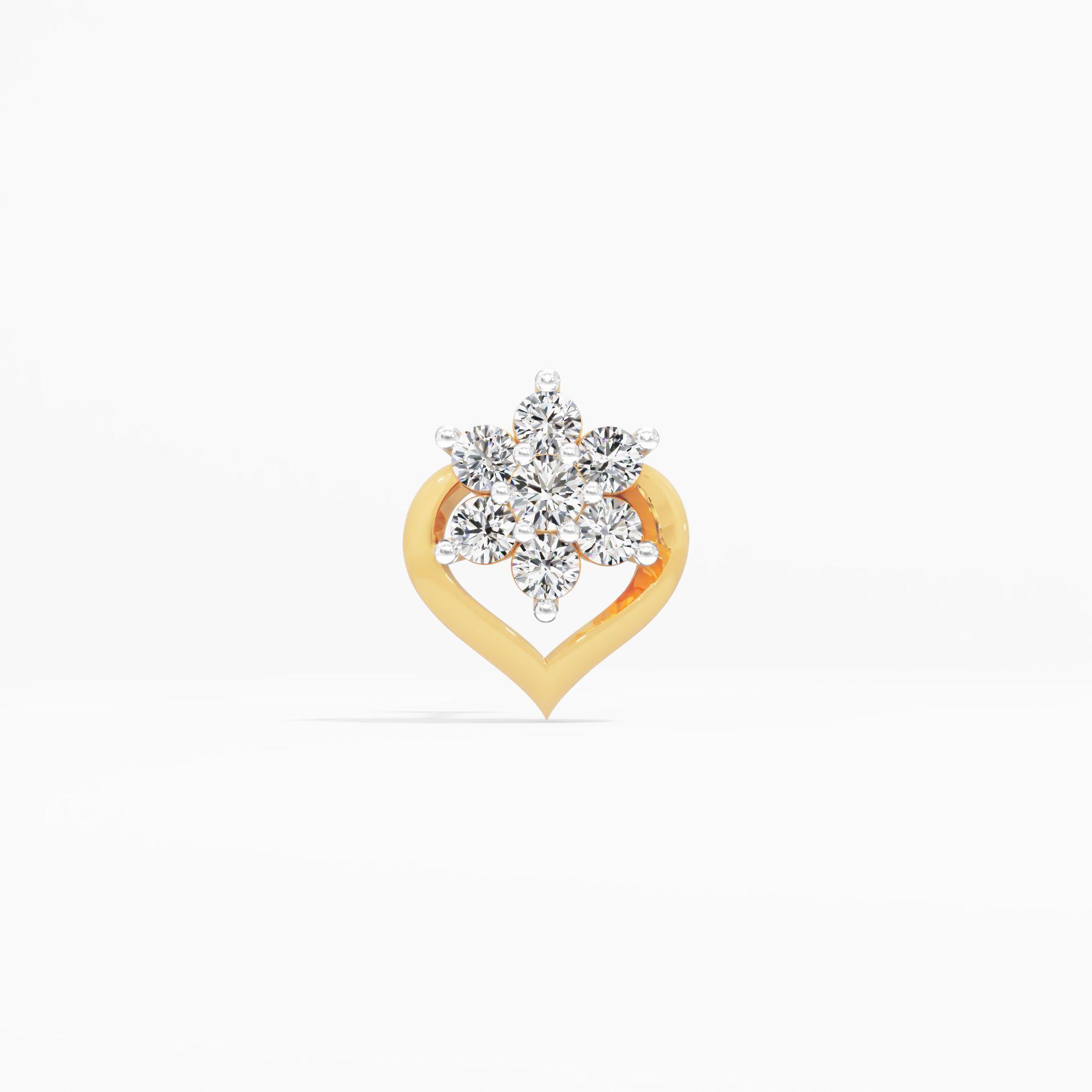 Mystic Craft 7 Stone Cluster Nose Pin in 9KT Yellow Gold (Diamond Quality: FG-VVS VS)