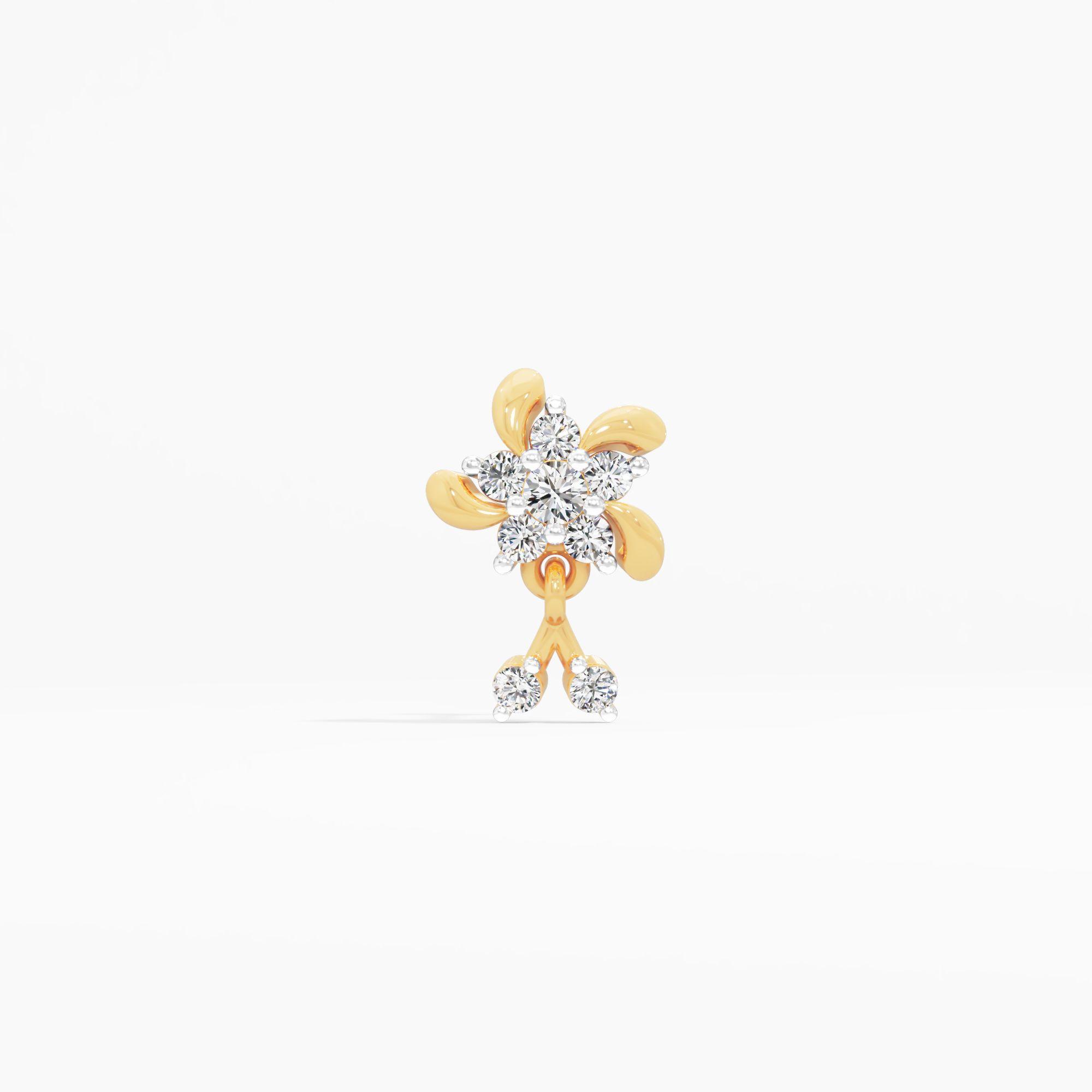 Astral Glamour Cluster Nose Pin in 9KT Yellow Gold (Diamond Quality: FG-VVS VS)