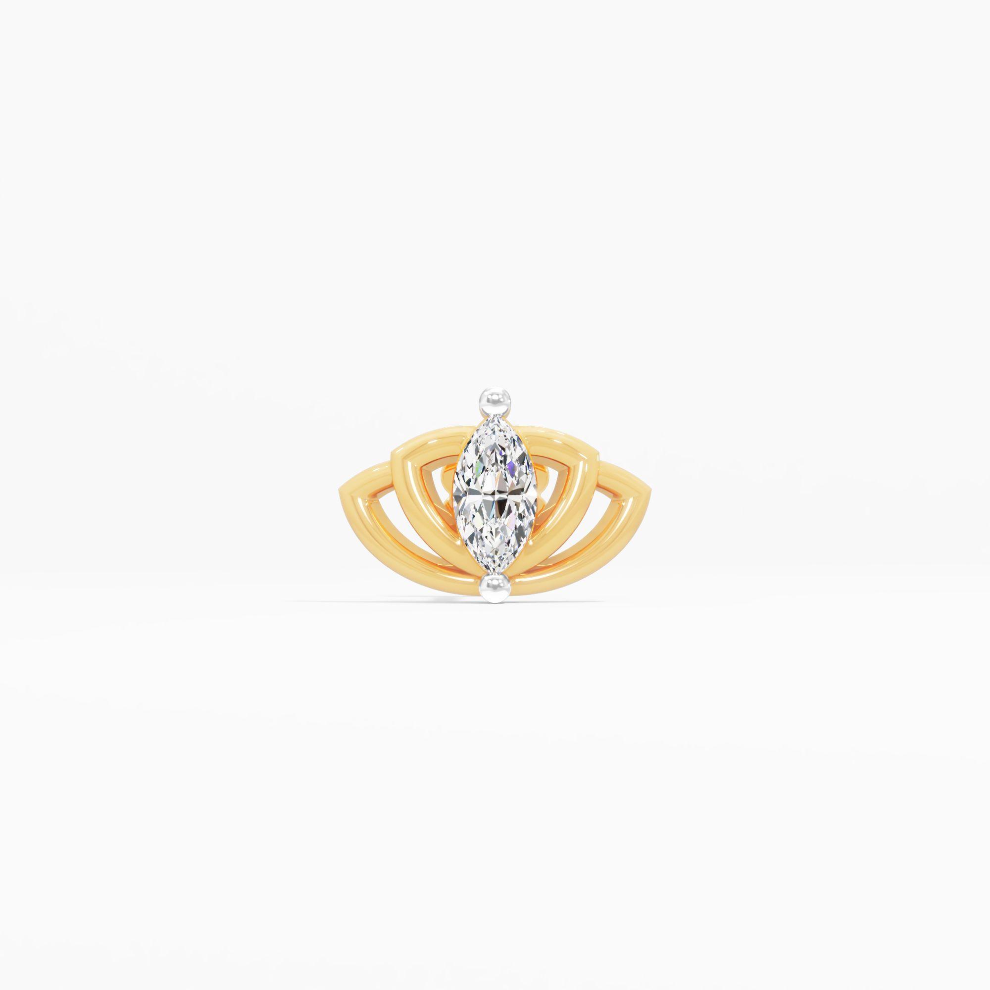 Exquisite Florescence Solitaire Nose Pin in 9KT Yellow Gold (Diamond Quality: FG-VVS VS)