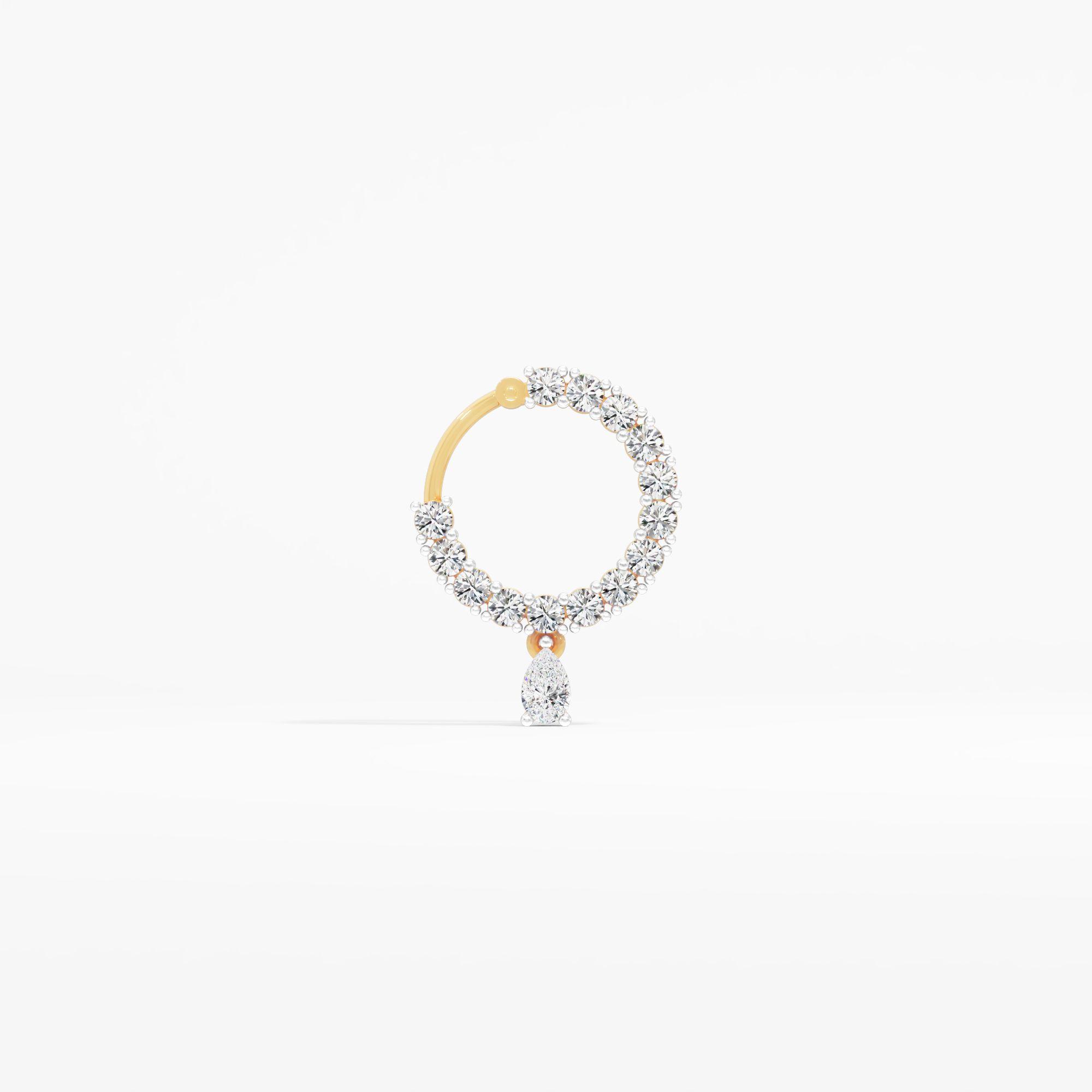 Halo Cluster Drop Nosepin in 9KT Yellow Gold (Diamond Quality: FG-VVS VS)