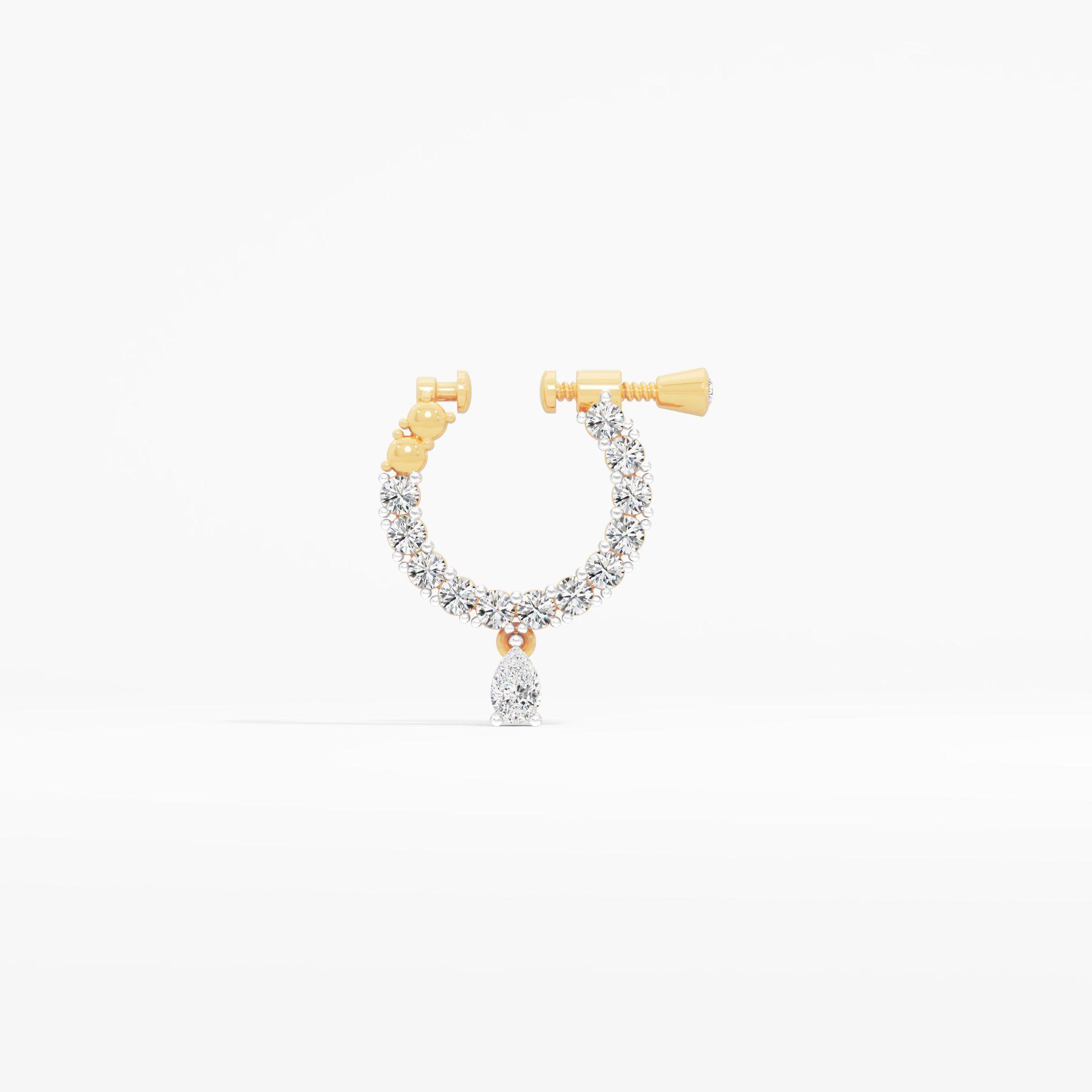 Peardrop Arc Diamond Nosepin in 9KT Yellow Gold (Diamond Quality: FG-VVS VS)