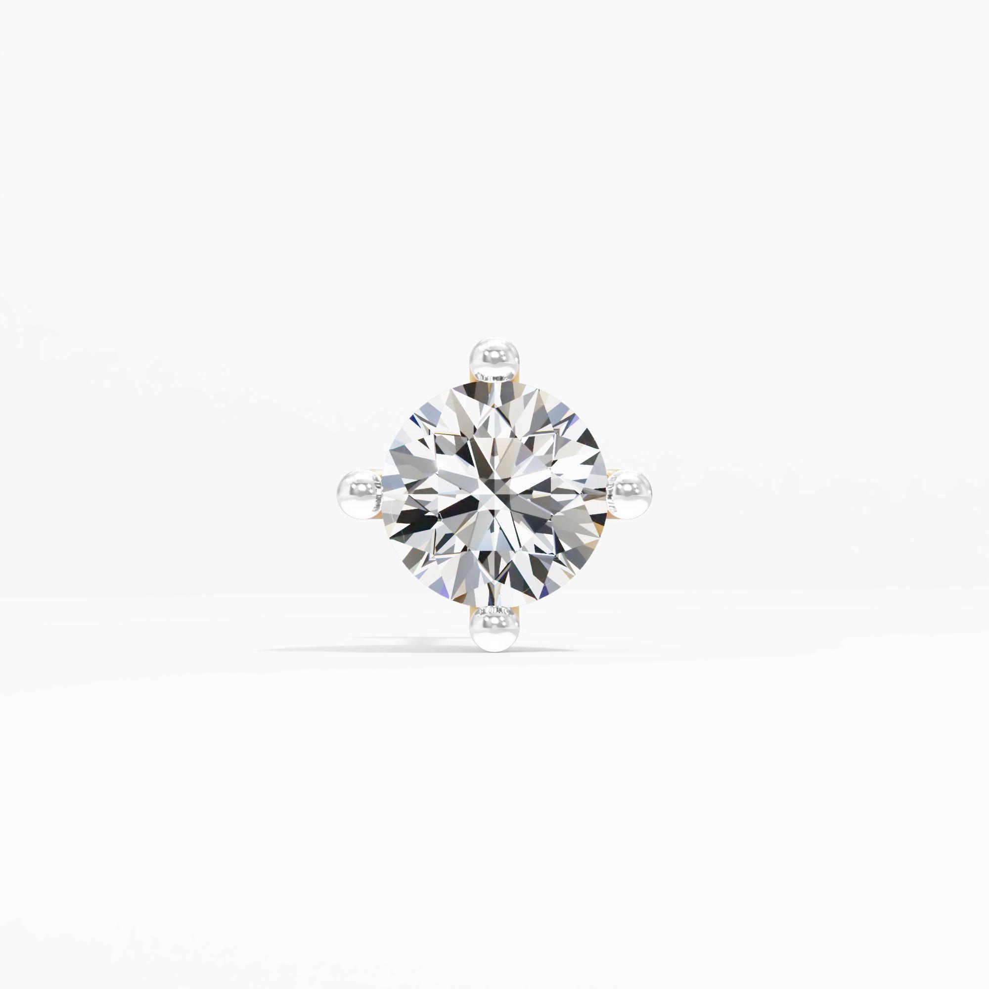 Four Claw Solitaire Nose Pin in 9KT Yellow Gold (Diamond Quality: FG-VVS VS)