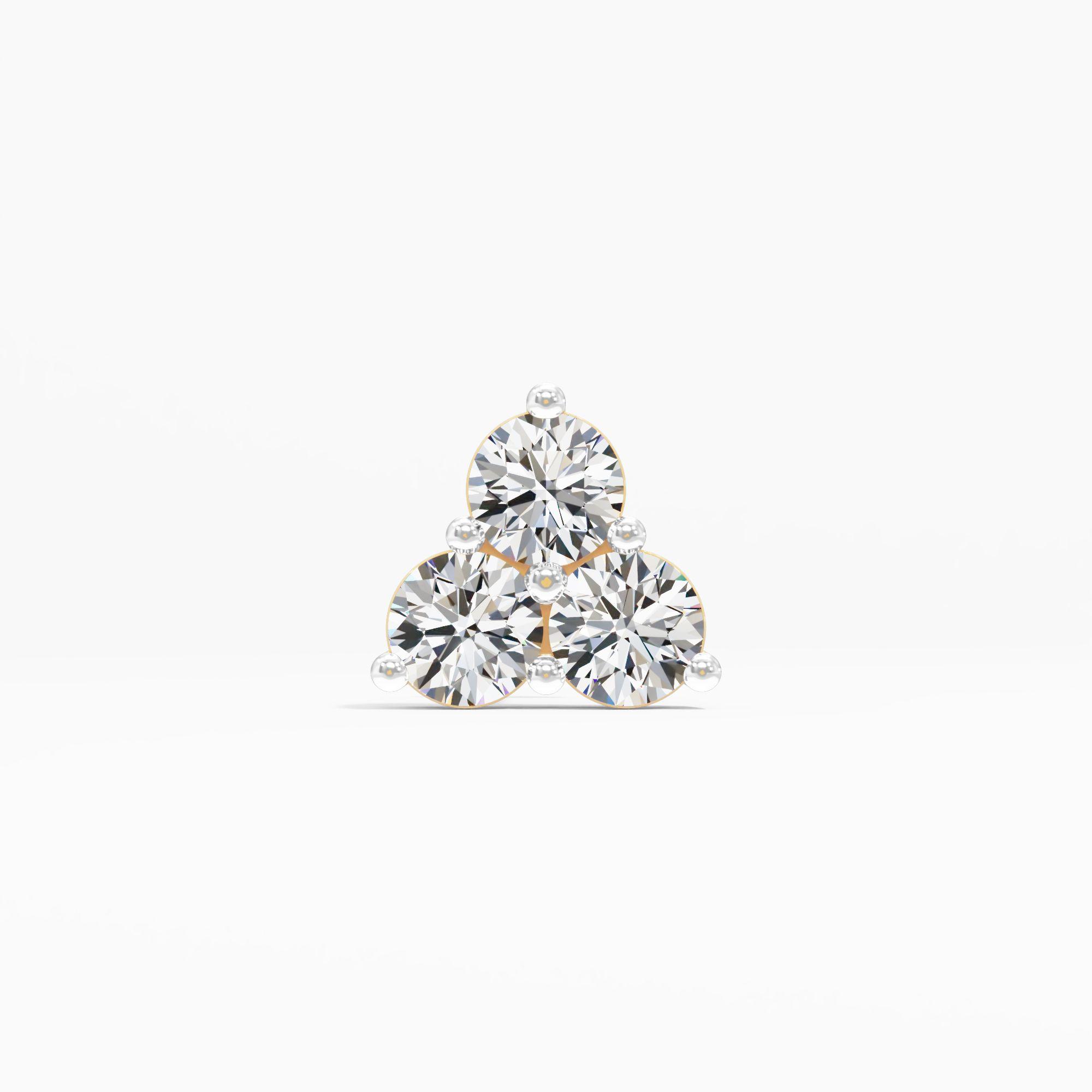The Modern Trefoil Cluster Nosepin in 9KT Yellow Gold (Diamond Quality: FG-VVS VS)