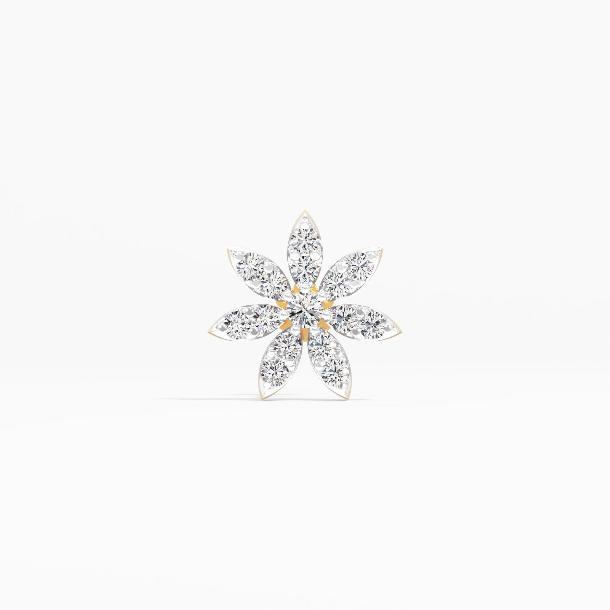 Illusion Starburst Cluster Nosepin in 9KT Yellow Gold (Diamond Quality: FG-VVS VS)