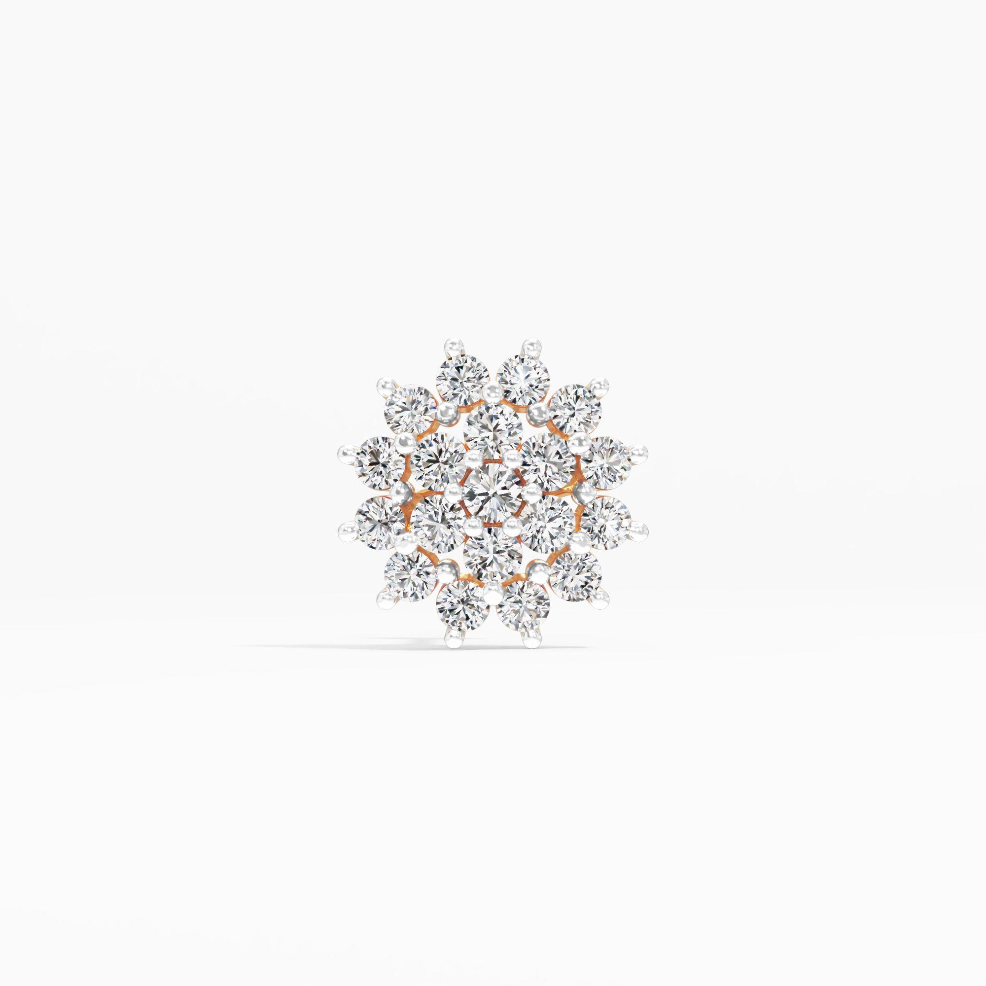Double Halo Starburst Cluster Nosepin in 9KT Yellow Gold (Diamond Quality: FG-VVS VS)