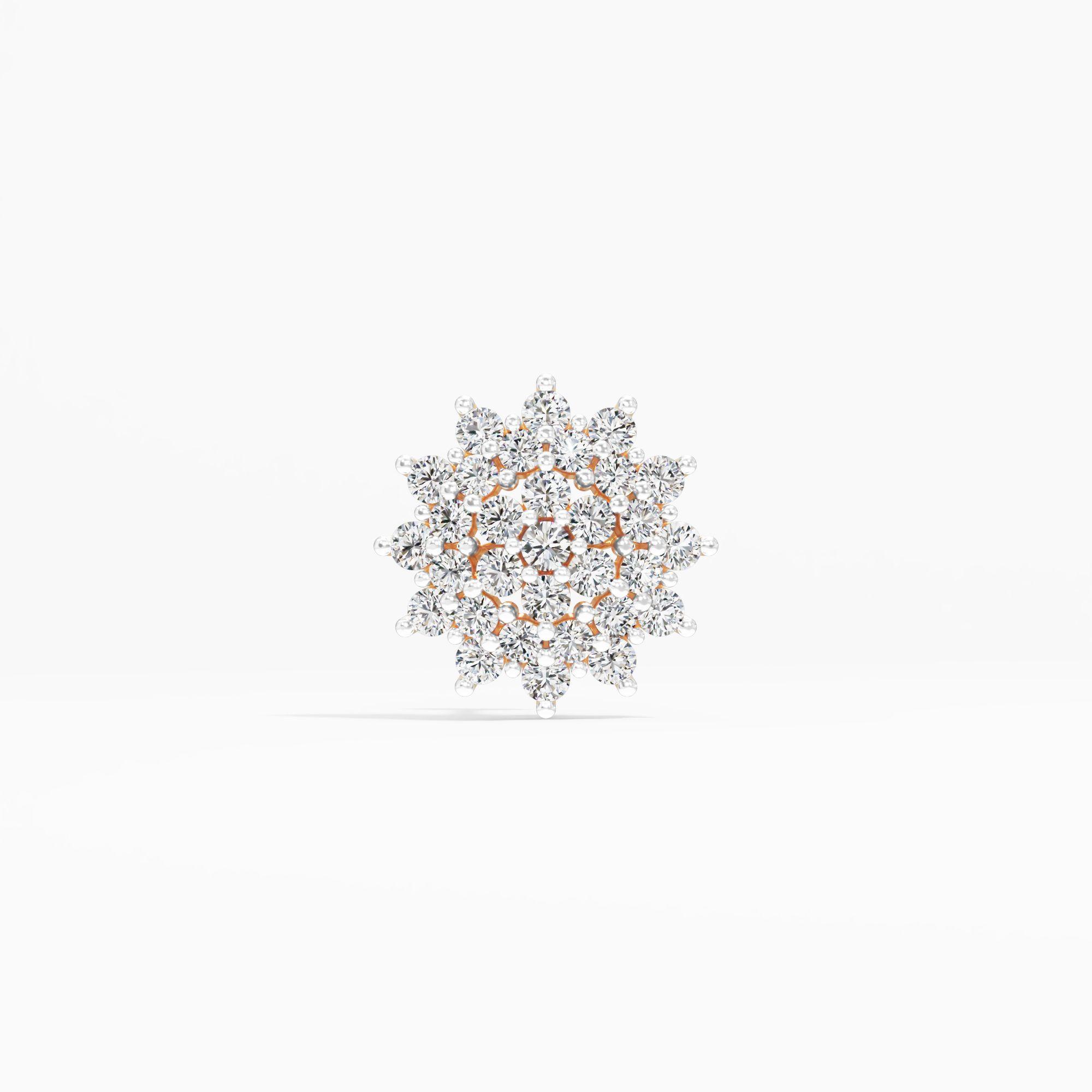 Grand Sunflower Cluster Nosepin in 9KT Yellow Gold (Diamond Quality: FG-VVS VS)