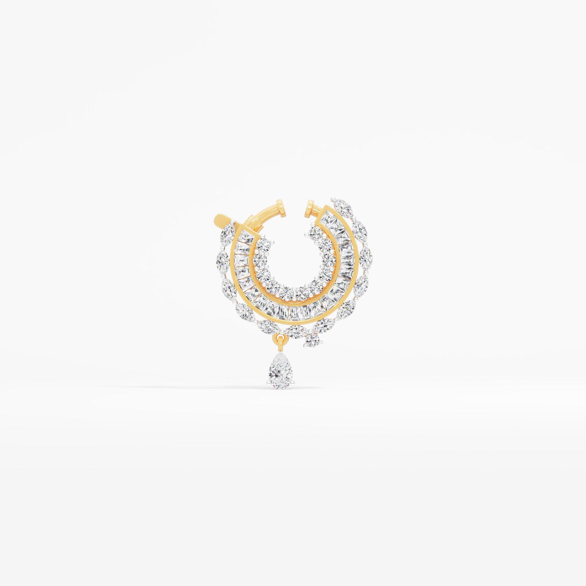 Moondrop Medley Cluster Nosepin in 9KT Yellow Gold (Diamond Quality: FG-VVS VS)