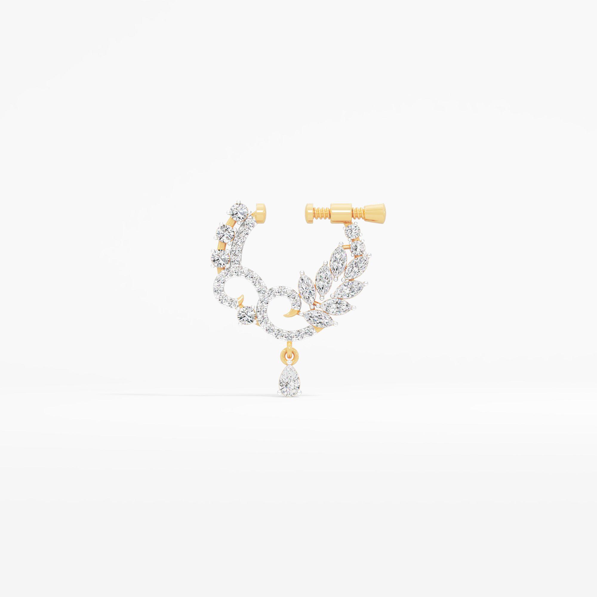 The Laurel Arc Nosepin in 9KT Yellow Gold (Diamond Quality: FG-VVS VS)