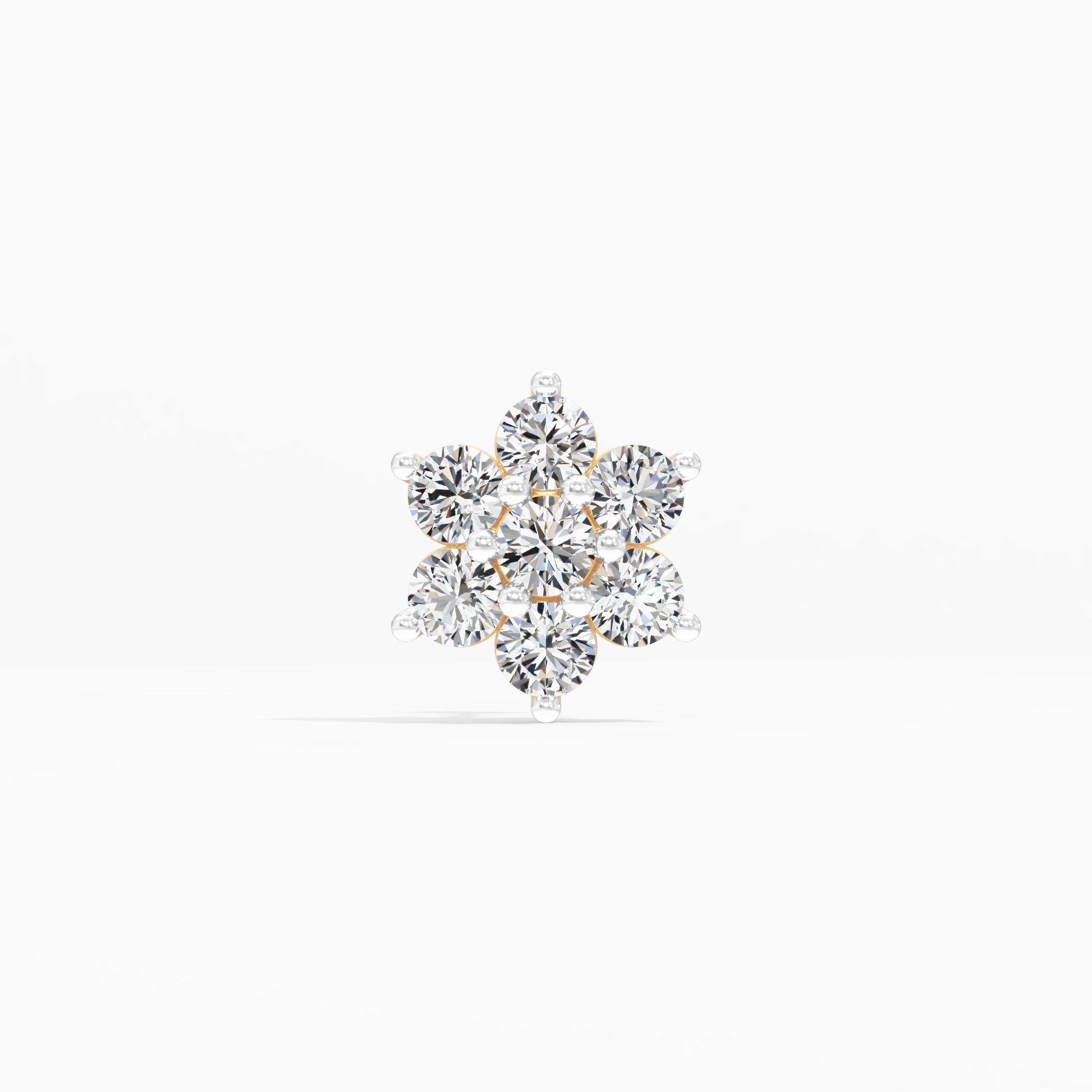 The Diamond Rosette Nosepin in 9KT Yellow Gold (Diamond Quality: FG-VVS VS)