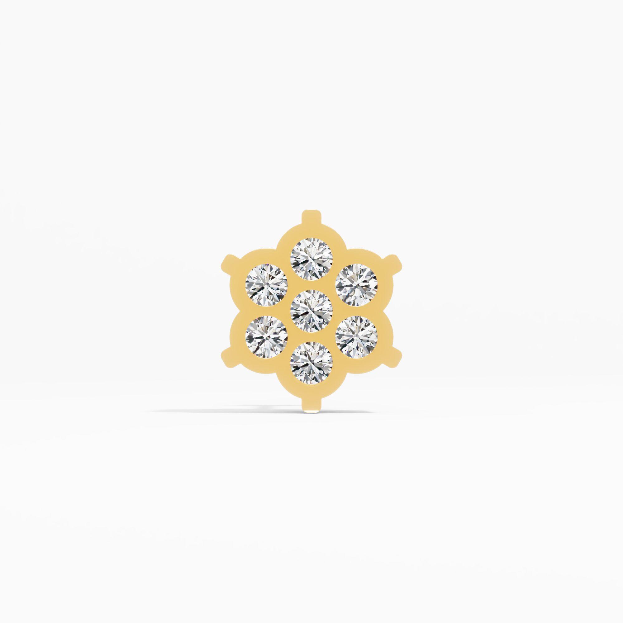 Seven Stone Floral Cluster Nosepin in 9KT Yellow Gold (Diamond Quality: FG-VVS VS)