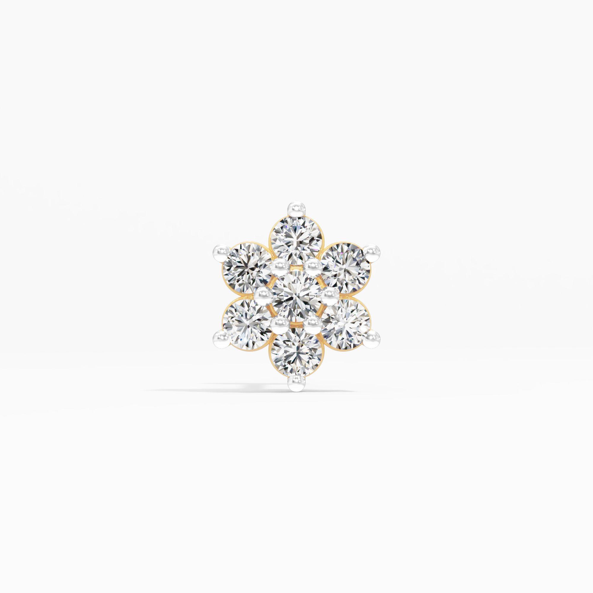The Hepta Bloom Cluster Nosepin in 9KT Yellow Gold (Diamond Quality: FG-VVS VS)
