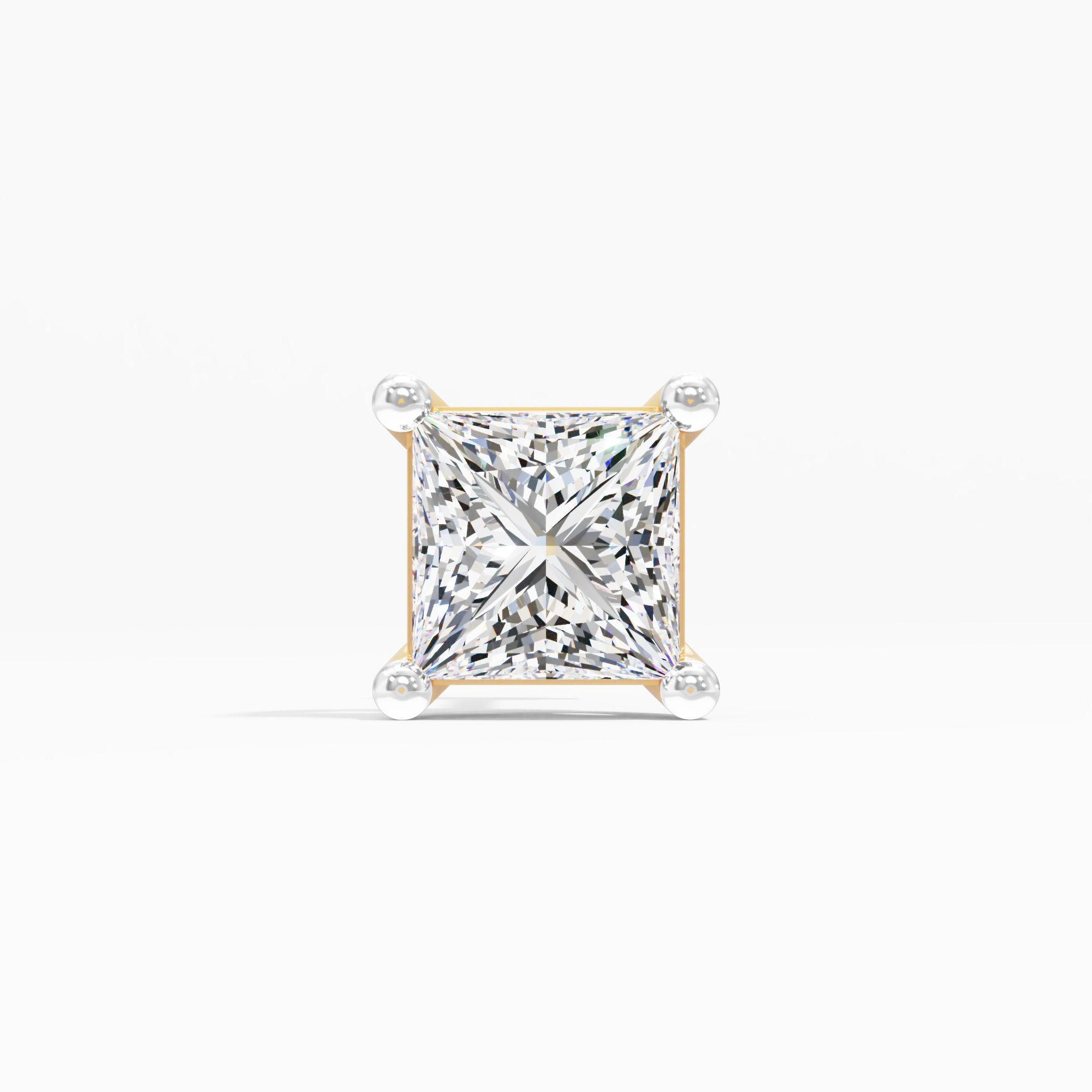 Princess Cut Solitaire Nosepin in 9KT Yellow Gold (Diamond Quality: FG-VVS VS)