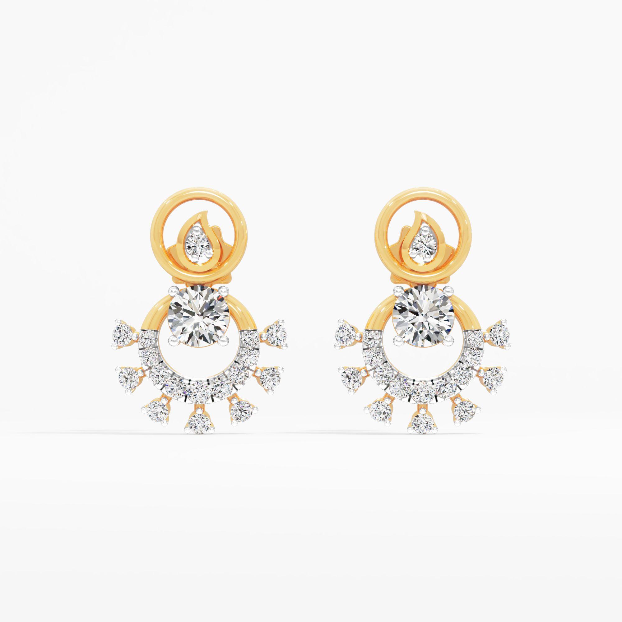 Celestial Orbit Solitaire Stud Earrings in 9KT Yellow Gold (Diamond Quality: FG-VVS VS)