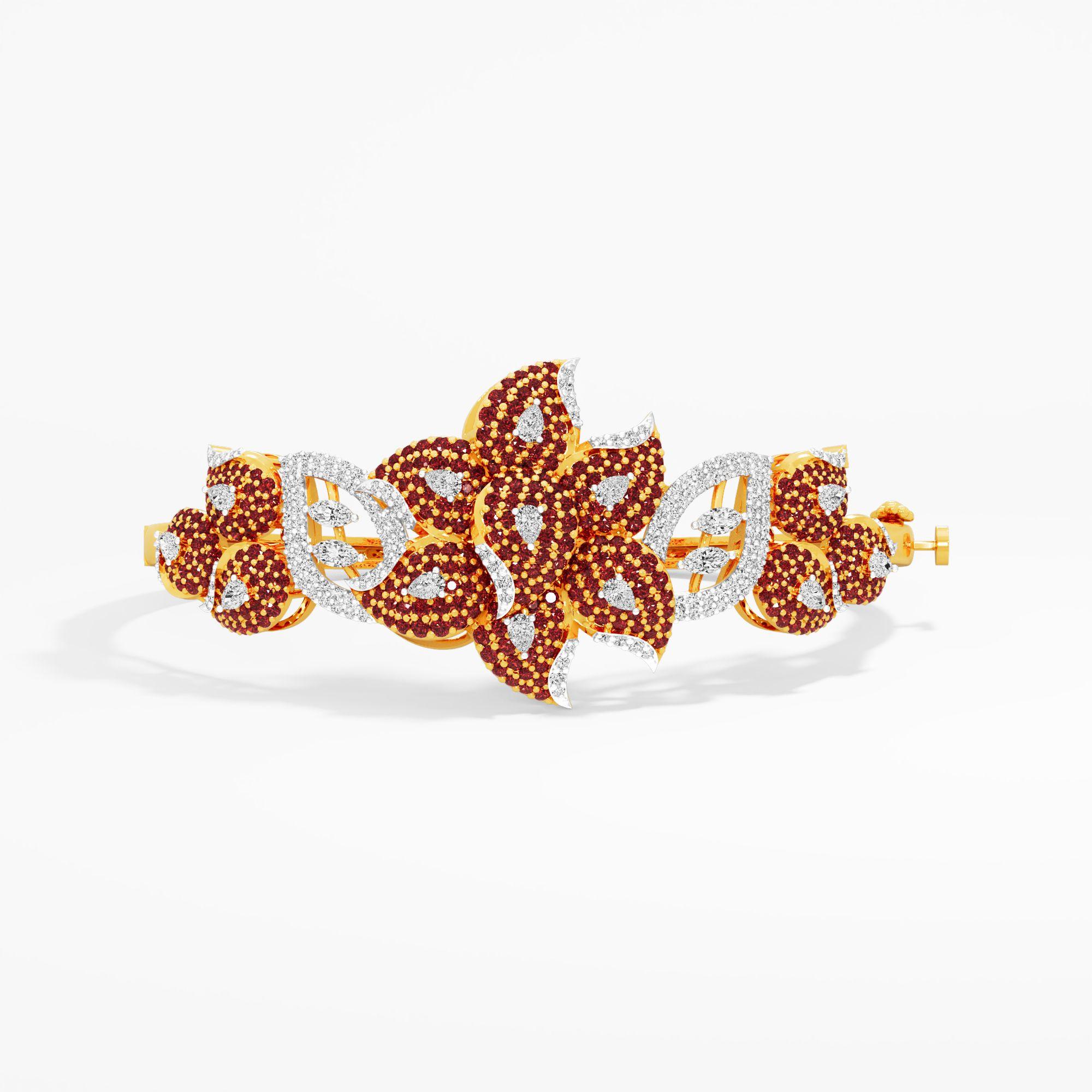Scarlet Bloom Diamond Bracelet in 9KT Yellow Gold (Diamond Quality: FG-VVS VS)