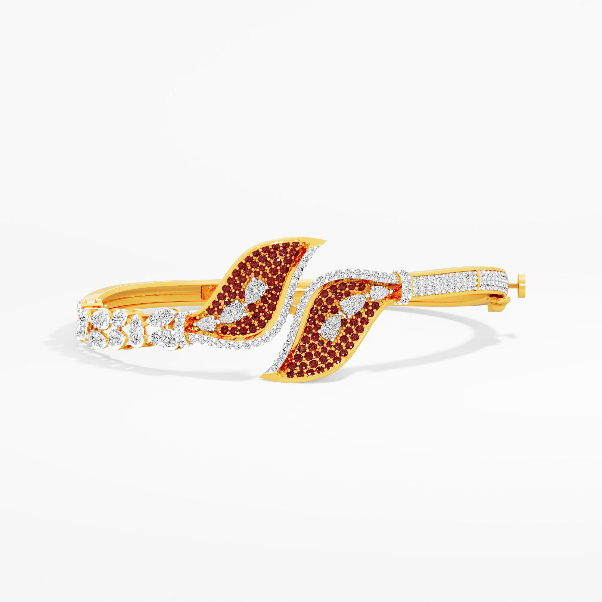 Crimson Serpent Diamond Bracelet in 9KT Yellow Gold (Diamond Quality: FG-VVS VS)