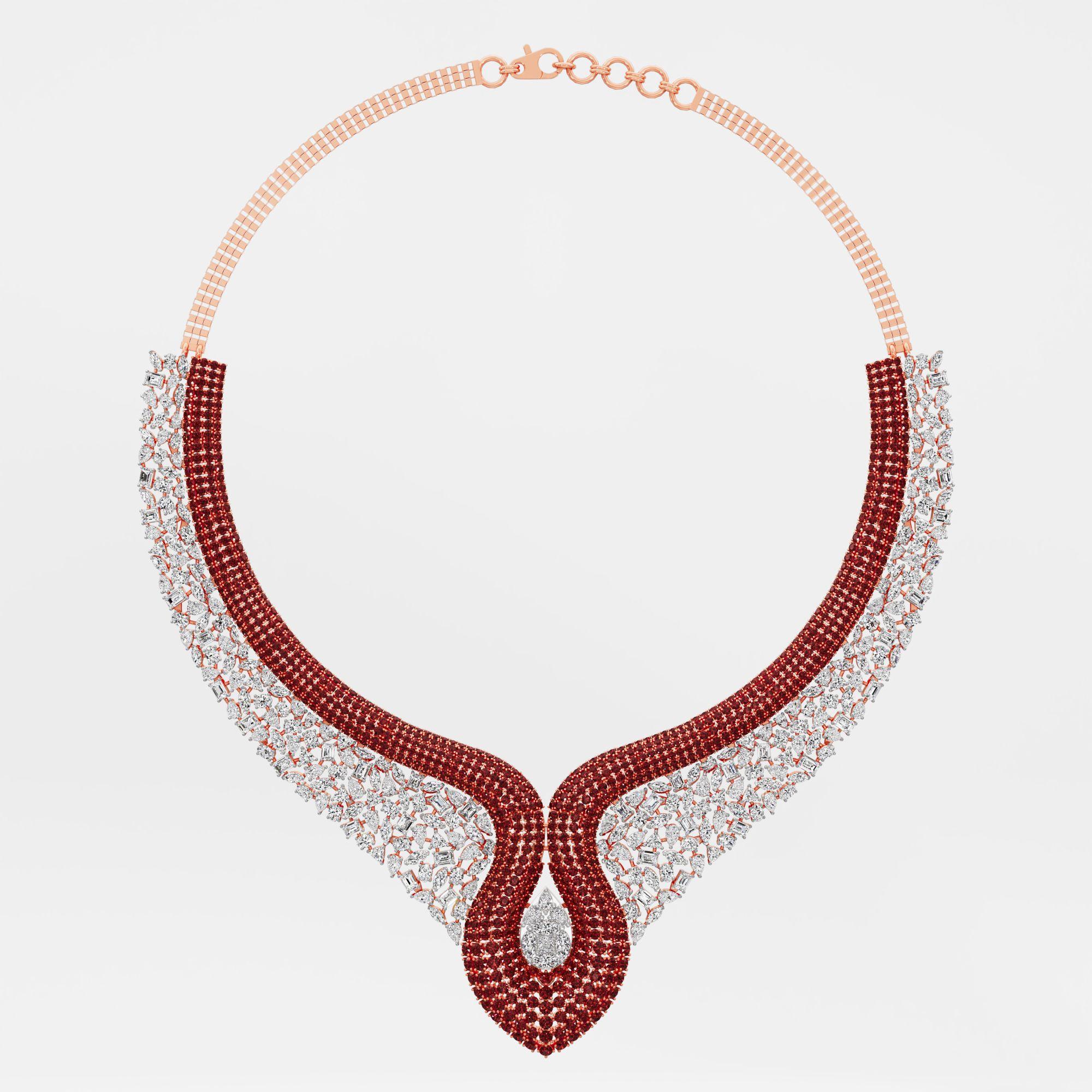 Radiant Carmine Diamond Necklace in 14KT Rose Gold (Diamond Quality: FG-VVS VS)