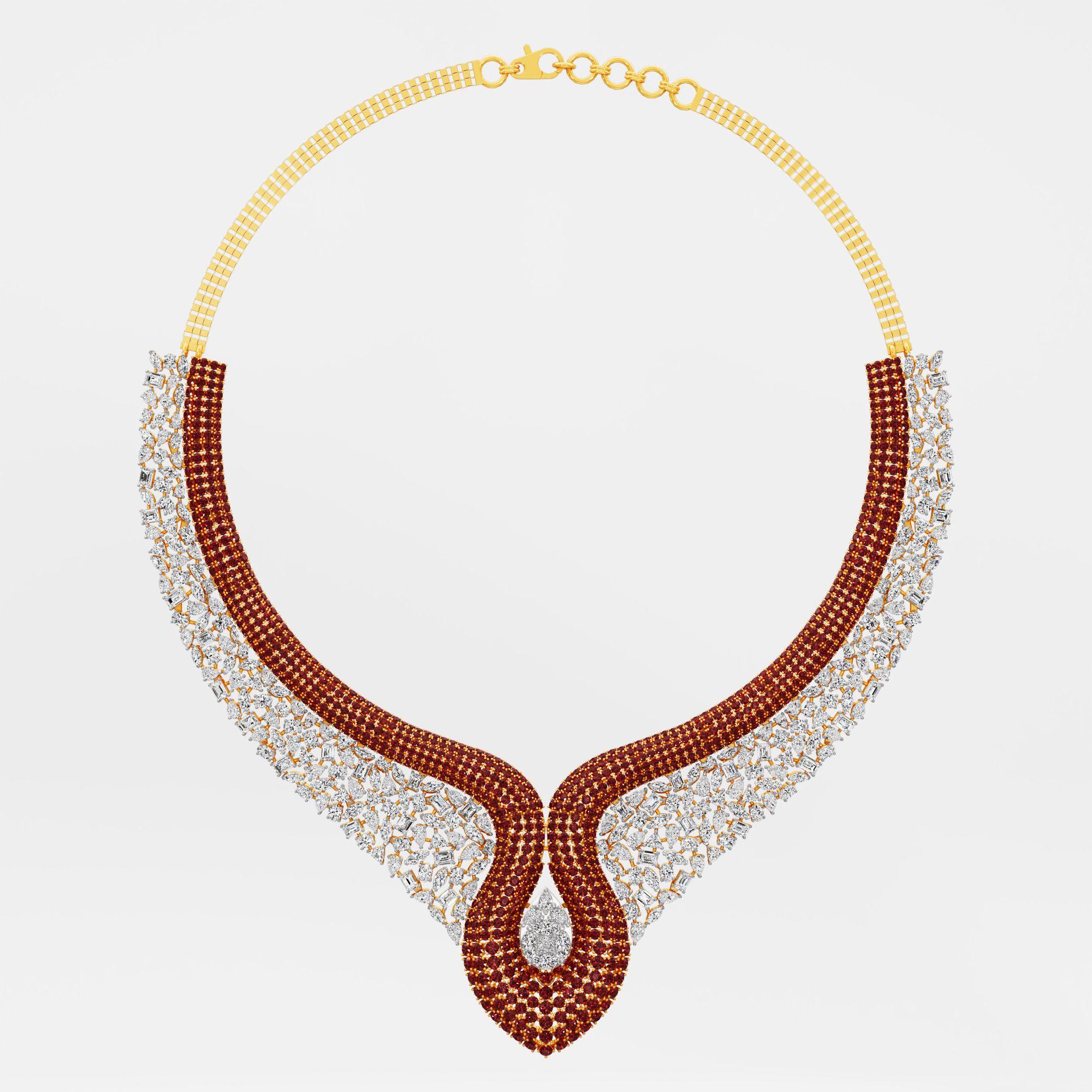 Radiant Carmine Diamond Necklace in 9KT Yellow Gold (Diamond Quality: FG-VVS VS)
