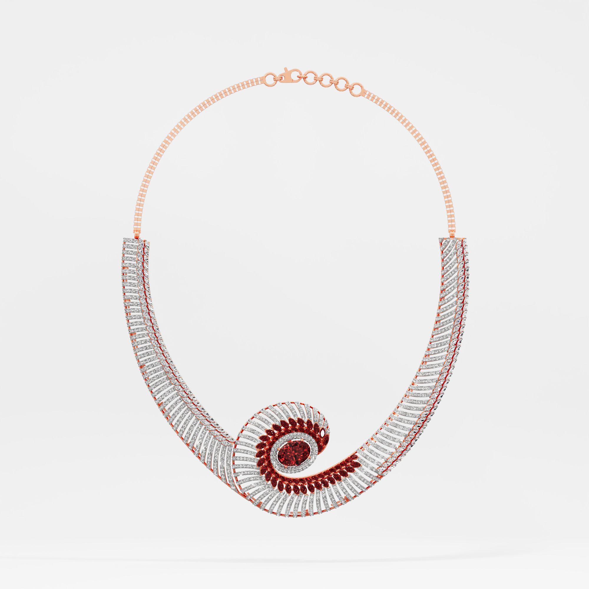 Unfurling Aura Diamond Necklace in 14KT Rose Gold (Diamond Quality: FG-VVS VS)