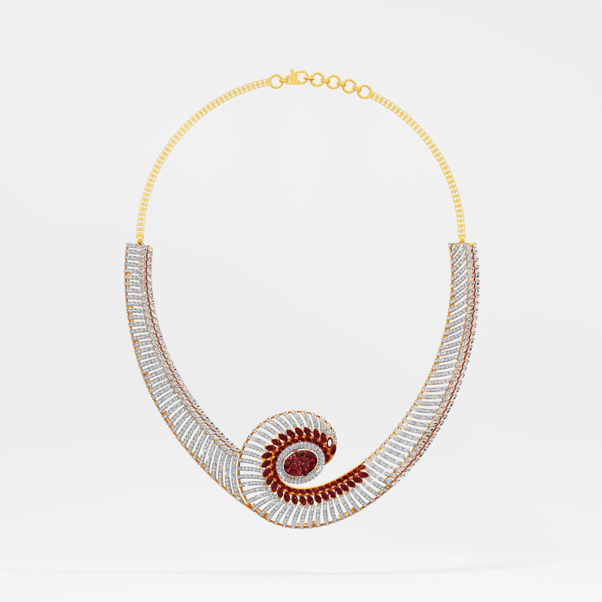 Unfurling Aura Diamond Necklace in 9KT Yellow Gold (Diamond Quality: FG-VVS VS)