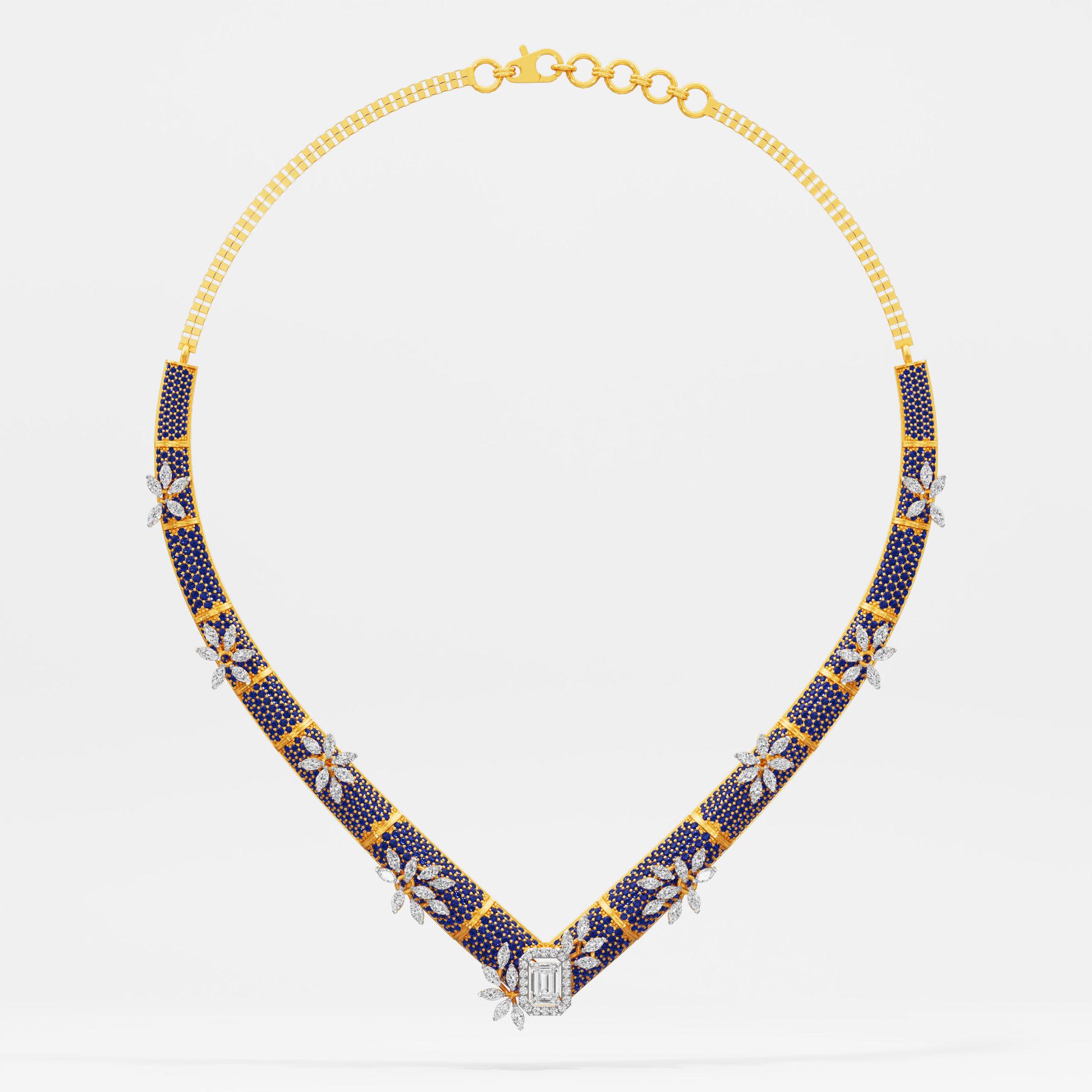 Twilight Floret Diamond Necklace in 9KT Yellow Gold (Diamond Quality: FG-VVS VS)
