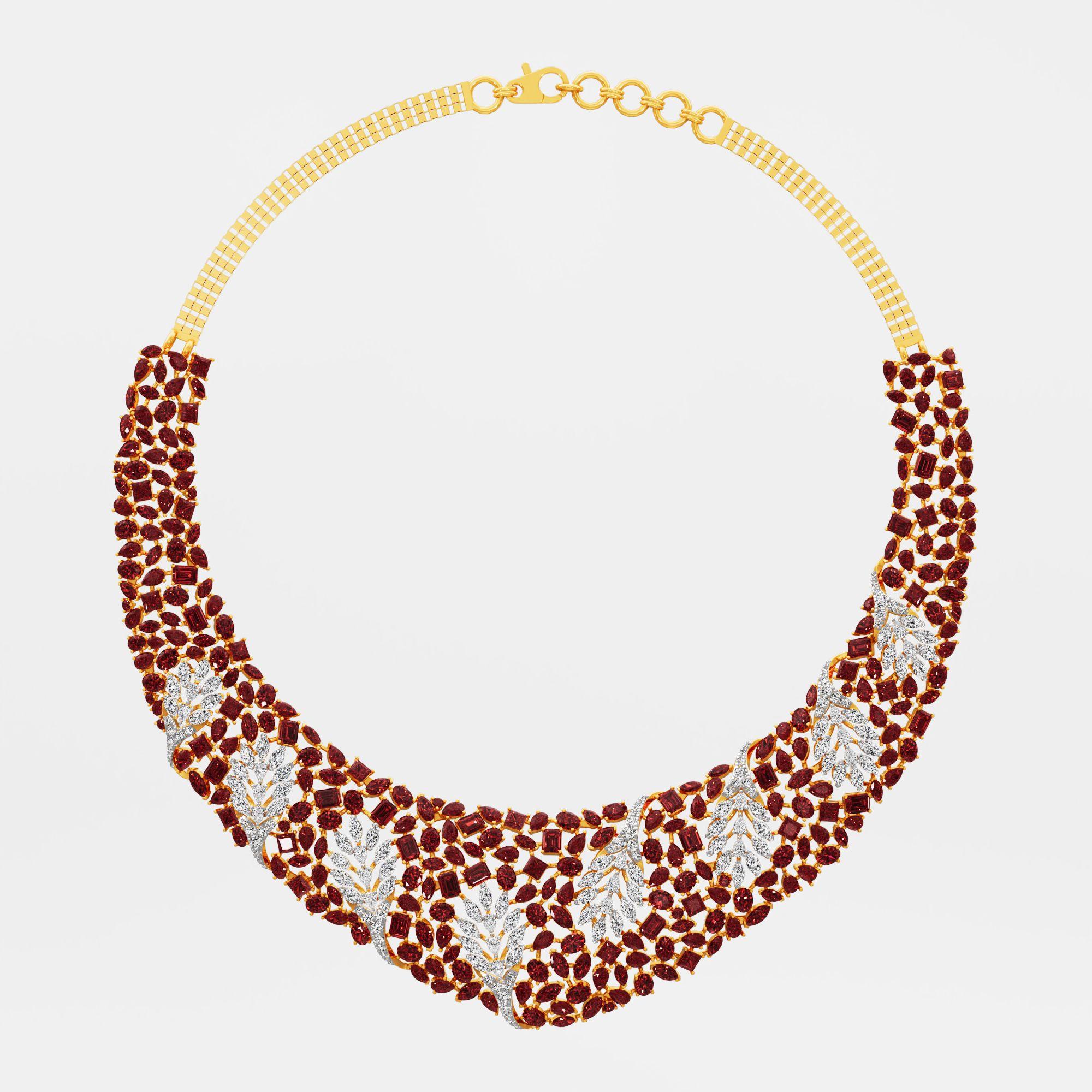 Autumn Laurel Diamond Necklace in 9KT Yellow Gold (Diamond Quality: FG-VVS VS)