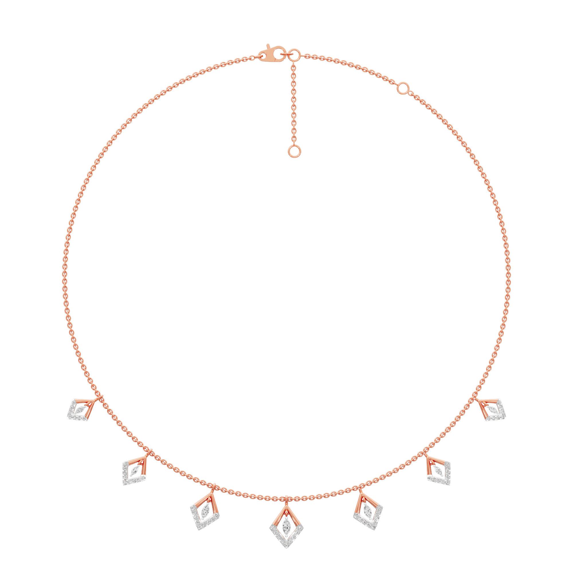 Seven Stars Lariat Diamond Necklace in 14KT Rose Gold (Diamond Quality:FG-VVS VS)