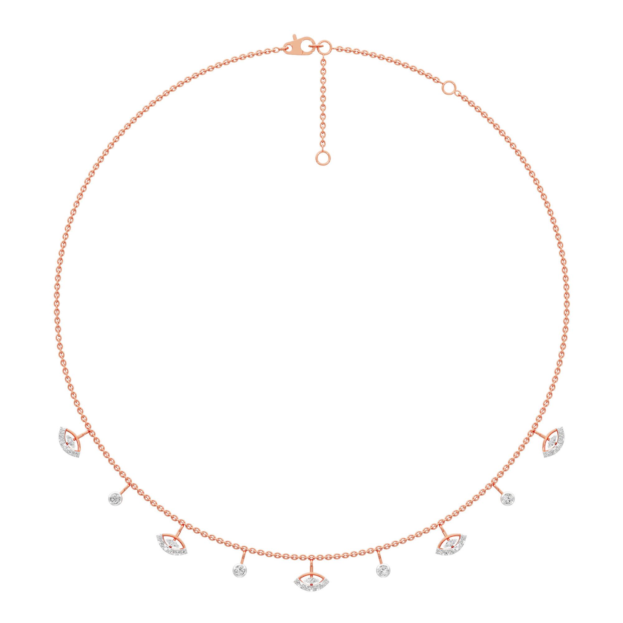 Petal Marquise Lariat Diamond Necklace in 14KT Rose Gold (Diamond Quality:FG-VVS VS)