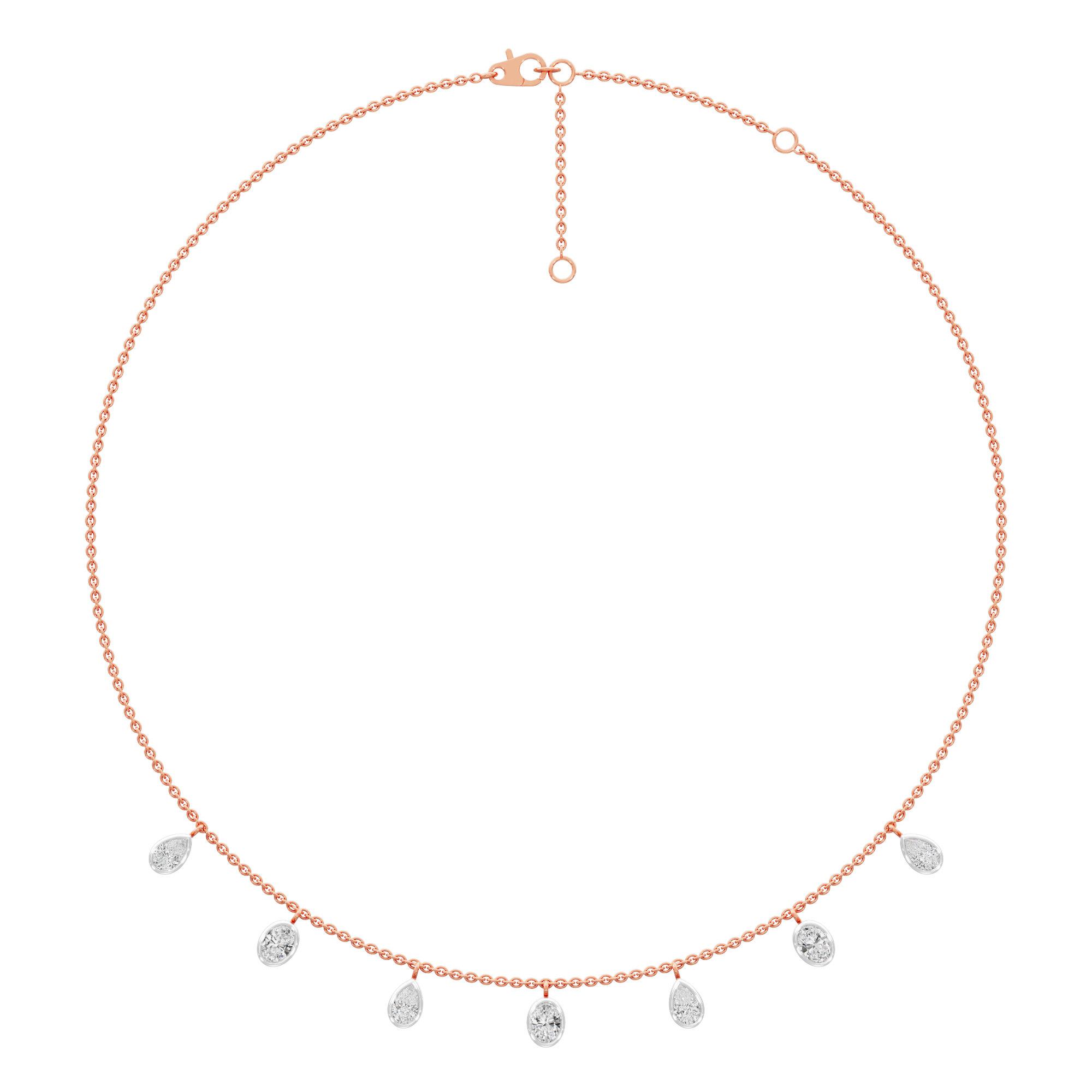 Oval Pear Bond Diamond Necklace in 14KT Rose Gold (Diamond Quality:FG-VVS VS)